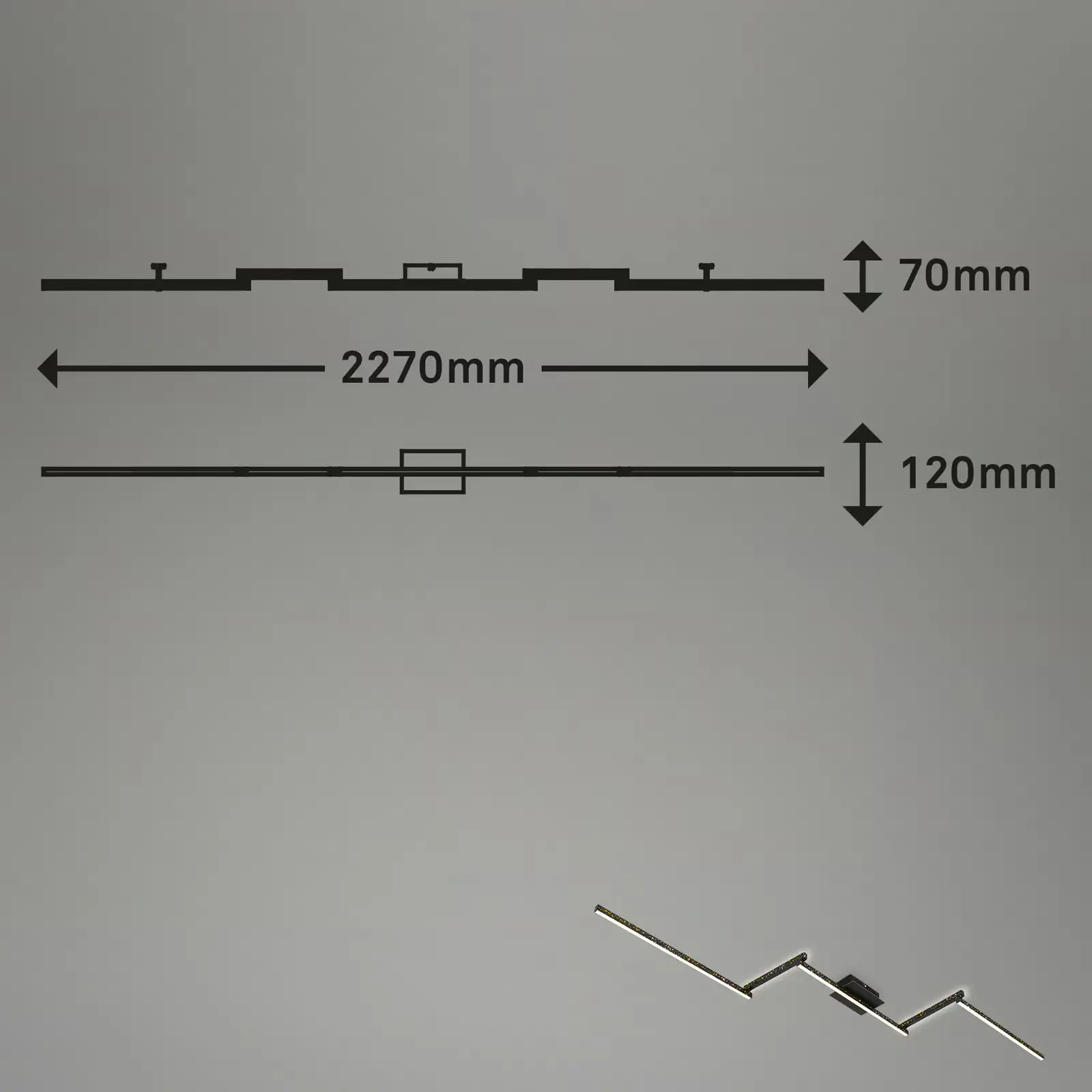 Briloner LED Deckenleuchte 227 cm, schwarz, Glitzereffekt