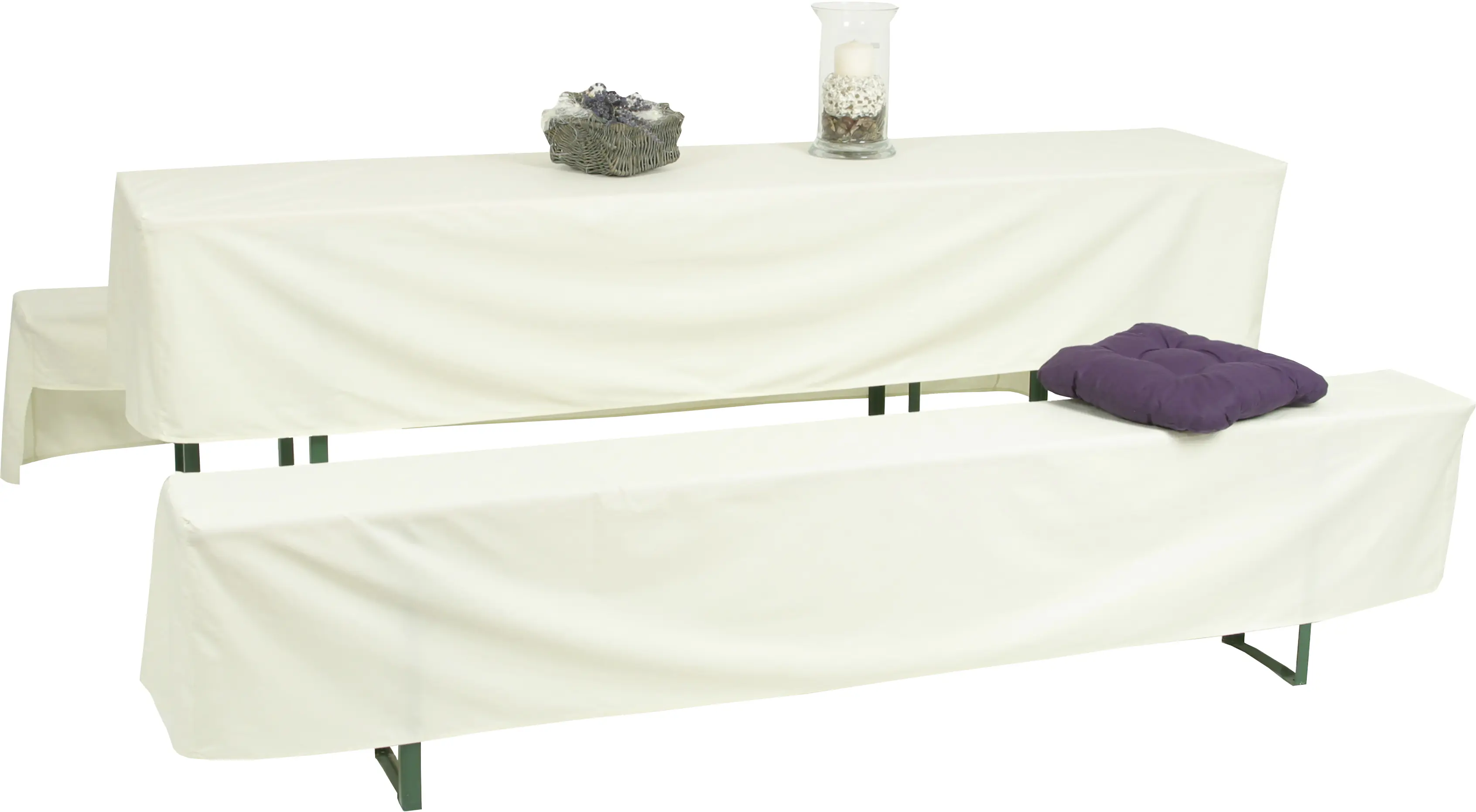 GO-DE Bierzeltgarnitur-Hussen weiß 220 x 70 x 42 cm, (70er Tisch)