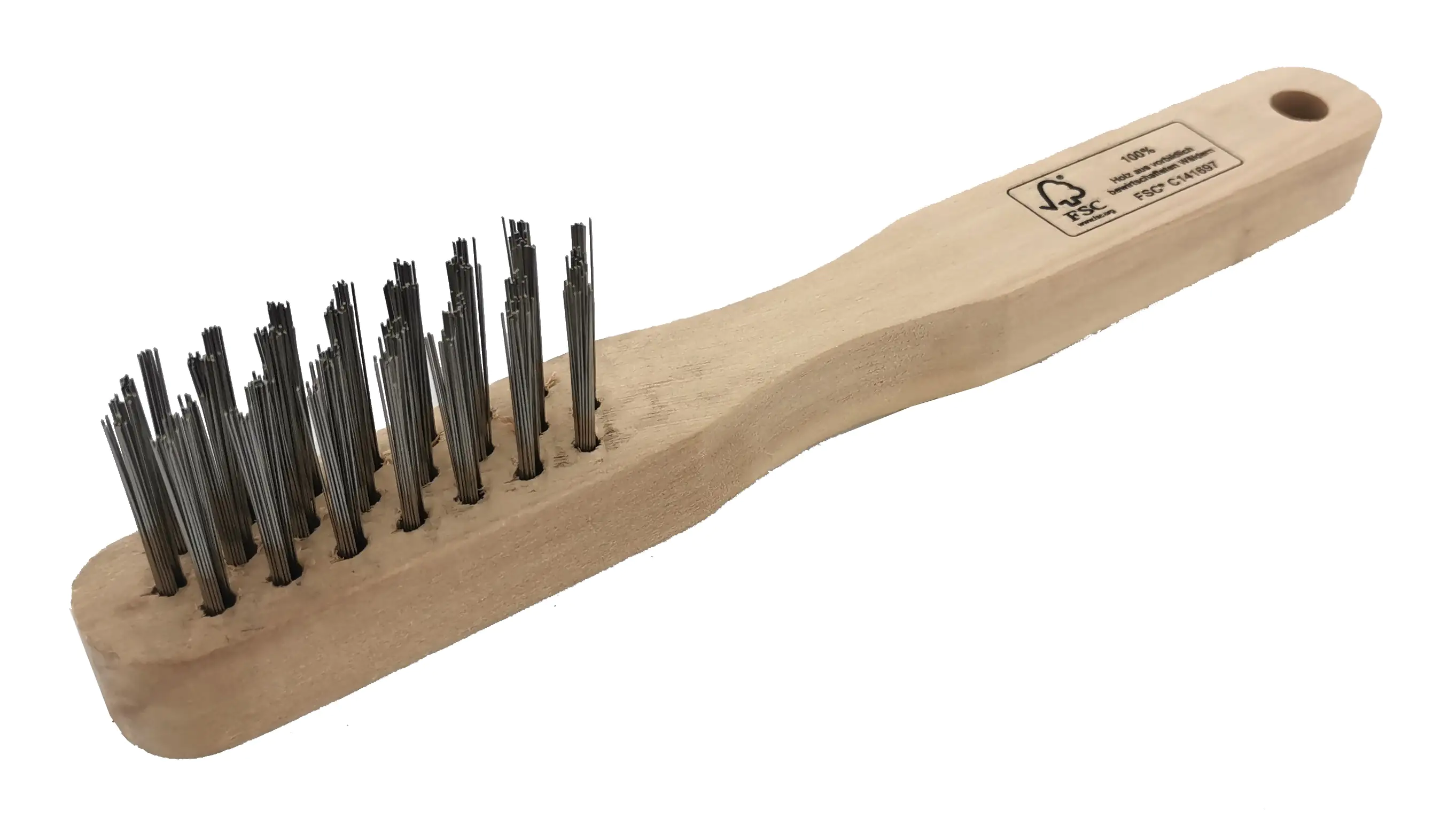 TrendLine Drahtbürste Edelstahl 3-reihig Holzgriff