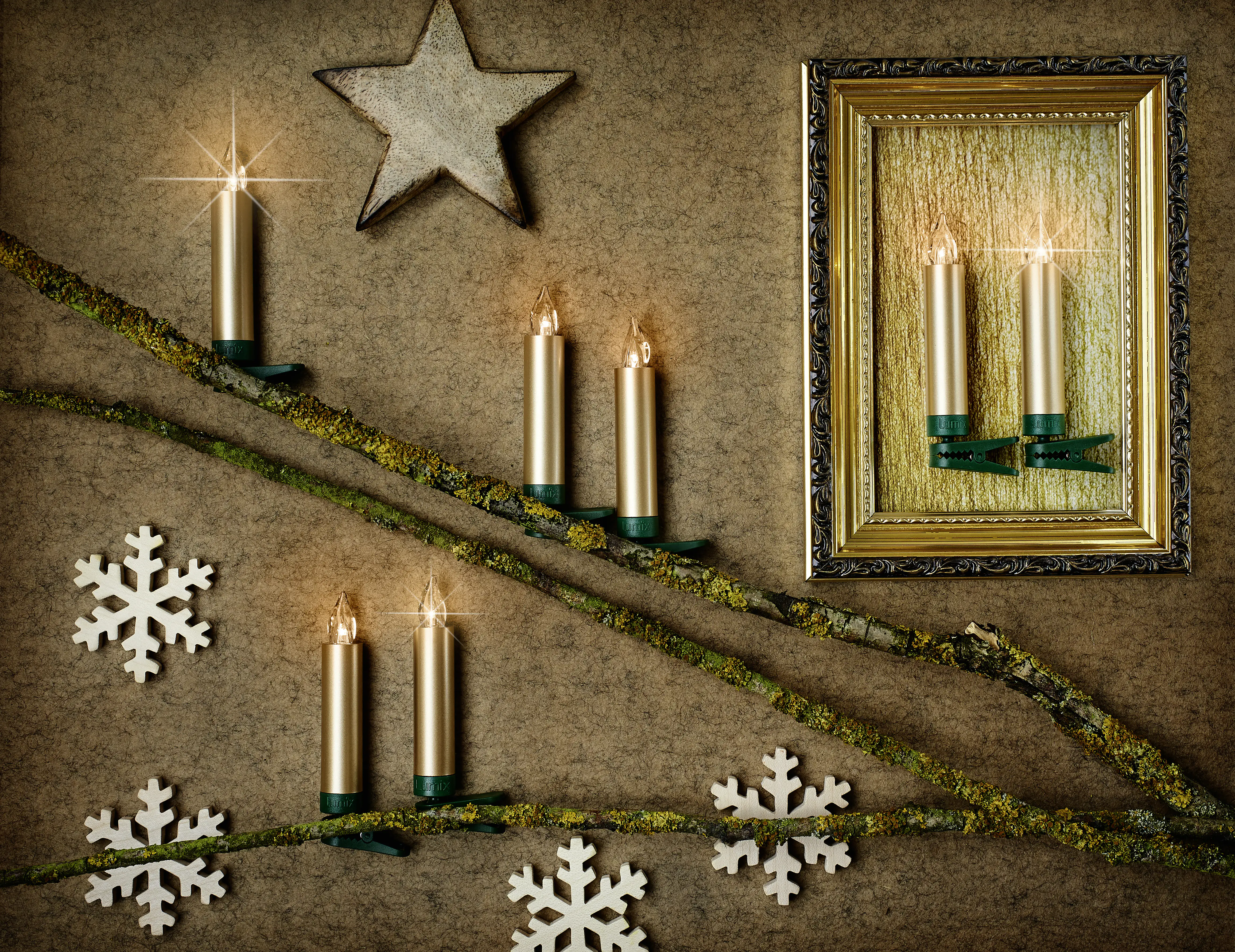 Krinner Lumix Superlight Mini Erweiterungsset, 6 LED Kerzen, gold