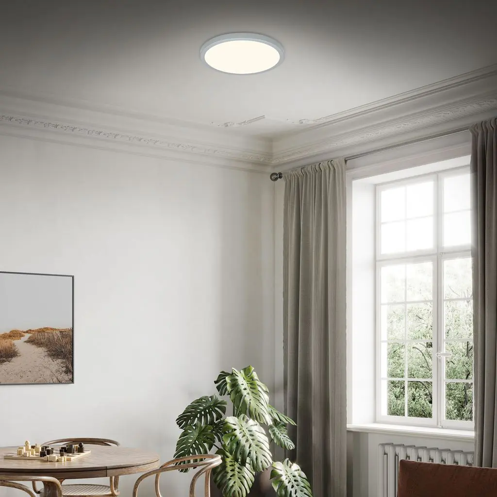 Briloner LED Deckenleuchte Runa Ø 38 cm, Metallrahmen silber