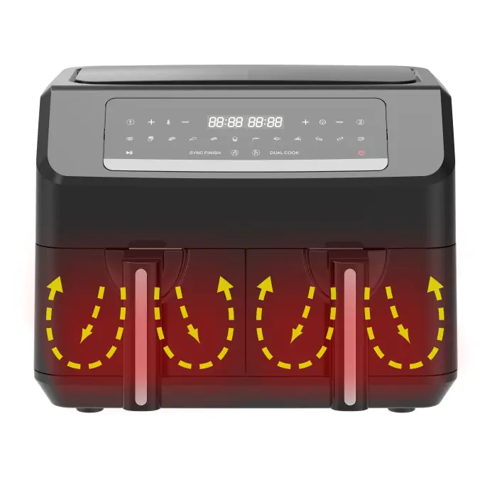Emerio Doppel-Heißluftfritteuse AF-130376.1, 2x 3,6 L, 2400 Watt Emerio Doppel-Heißluftfritteuse AF-130376.1, 2x 3,6 L, 2400 Watt