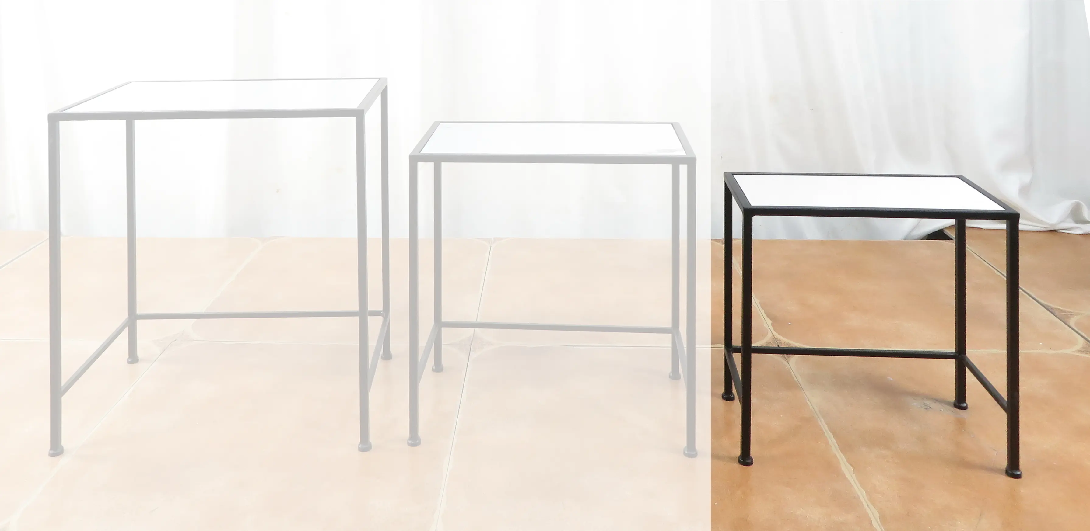 TrendLine Beistelltisch Marmoroptik Metall 43 x 40 x 20 cm schwarz matt 