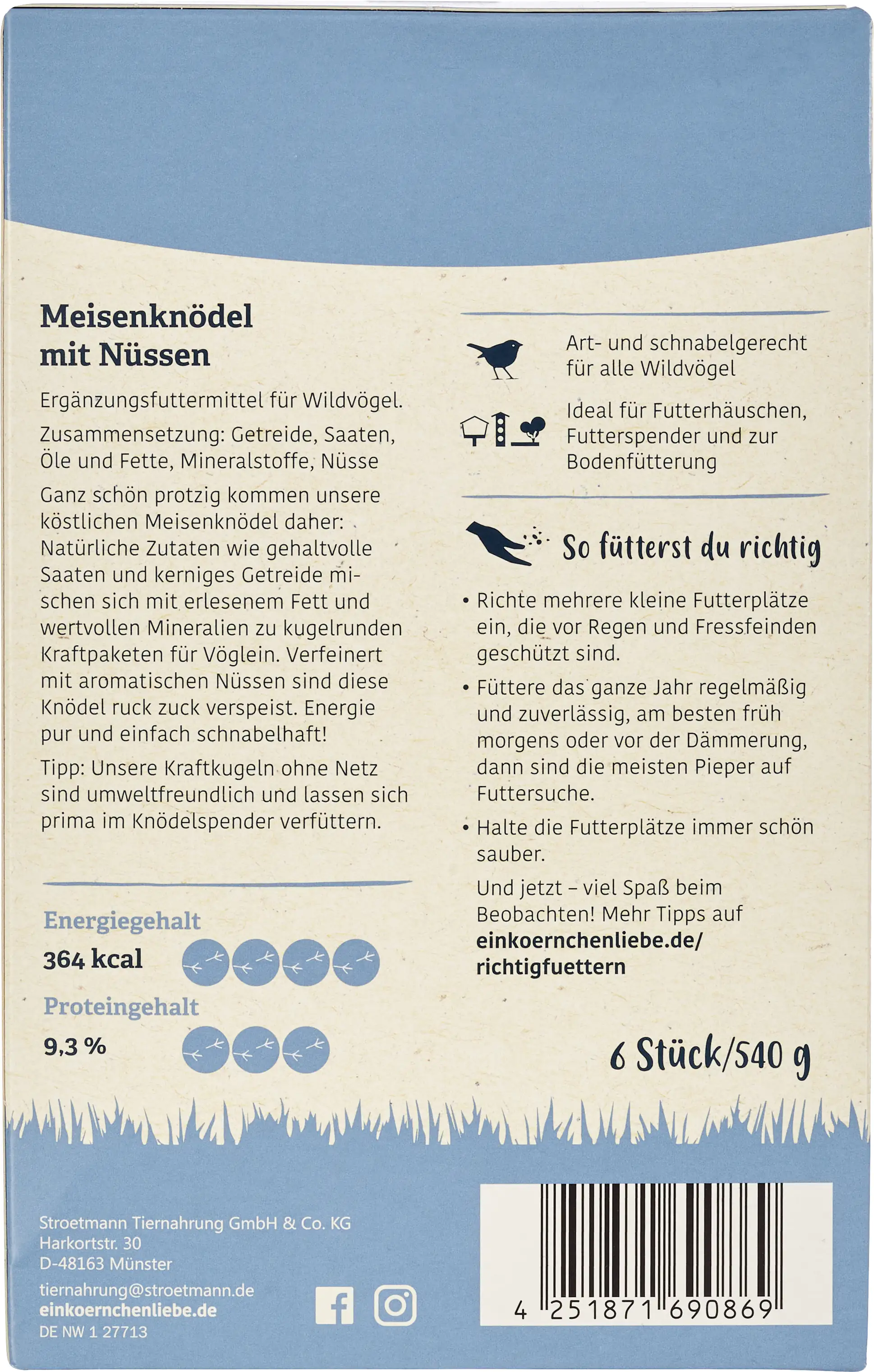 Elles Meisenknödel ohne Netz mit Nüssen 6 Stück Elles Meisenknödel ohne Netz mit Nüssen 6 Stück