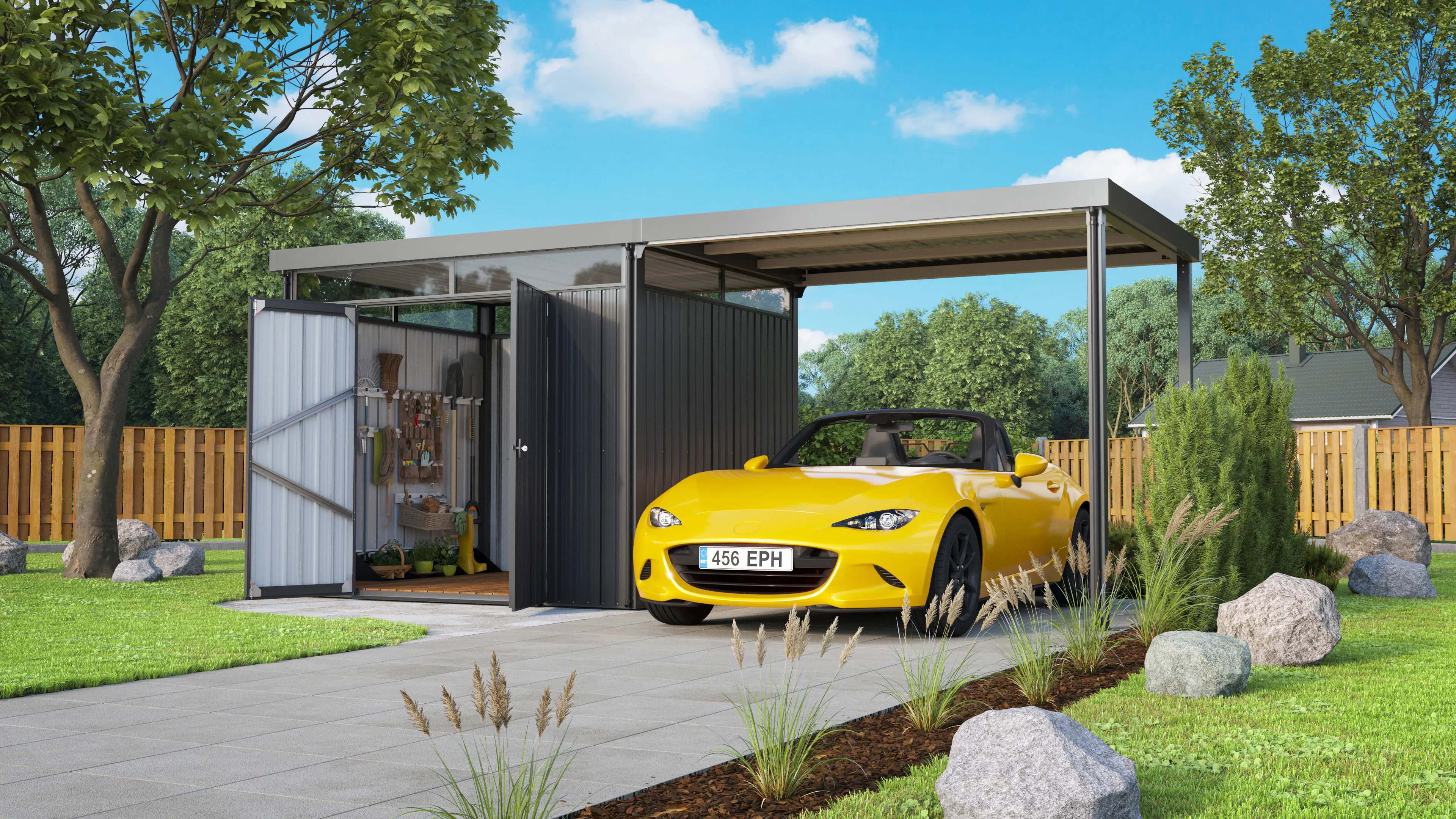 Pergart Metallgerätehaus Rheinfelden 108 Set 290 x 245 x 226 cm anthrazit