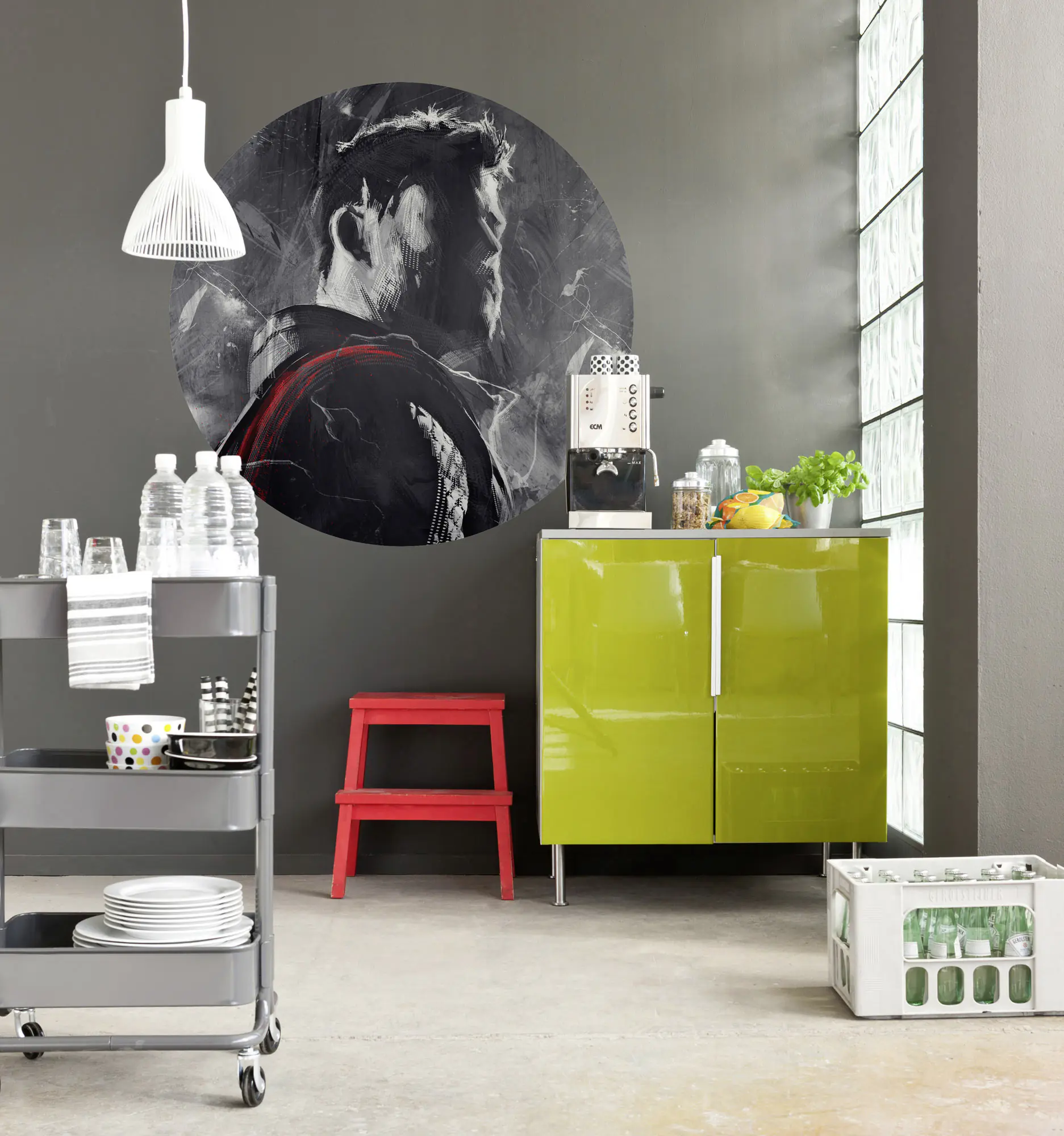 Komar Vlies Fototapete Dot Aveng Painting Thor Ø 128 cm, selbstklebend