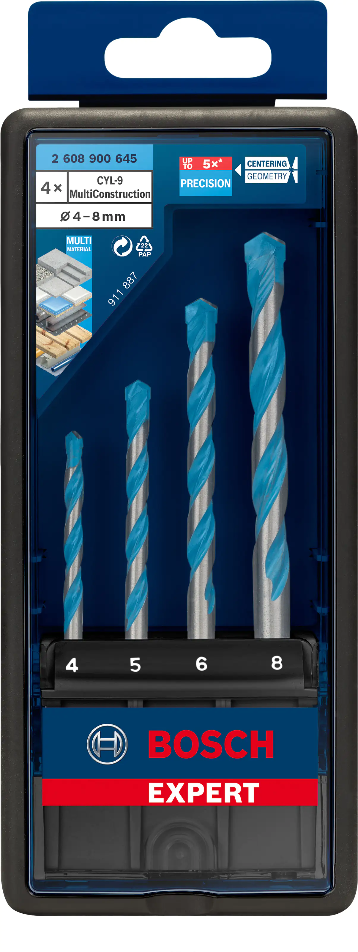 Bosch Expert CYL-9 Rundschaftbohrer-Set Ø 4, 5, 6, 8 mm 4-teilig