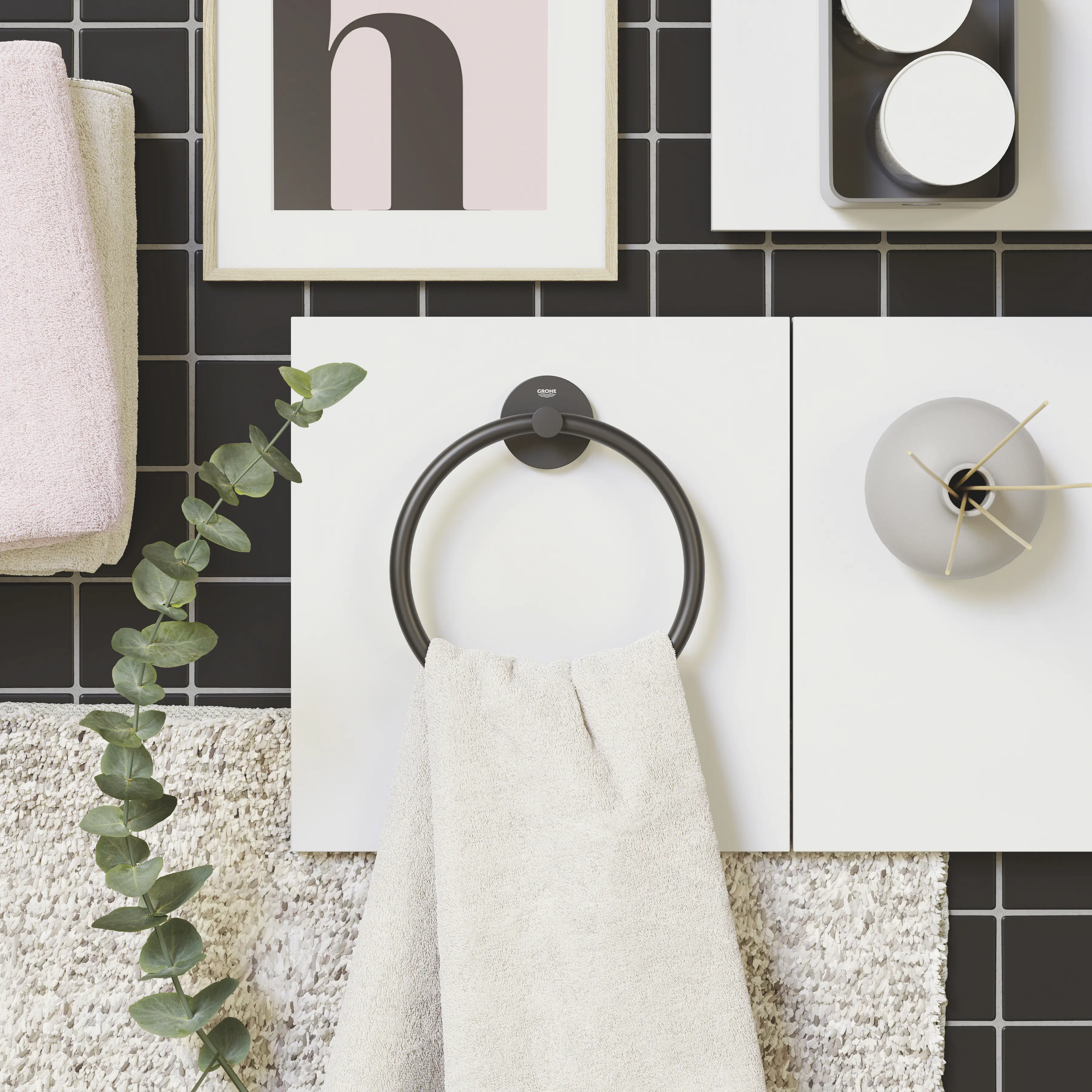 Grohe Start Handtuchring matt black klebbar Grohe Start Handtuchring matt black klebbar