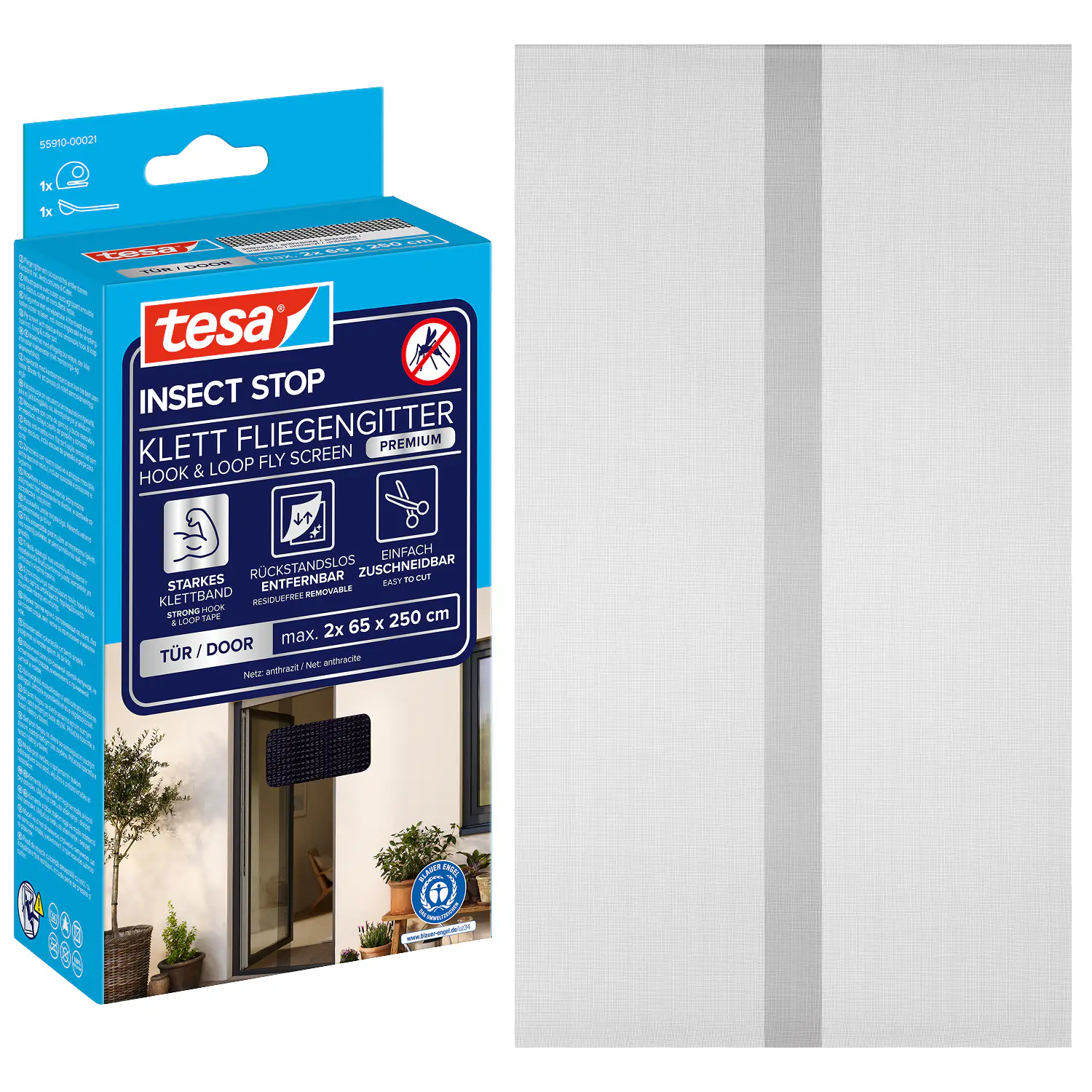 tesa Fliegenschutz-Lamellenvorhang Comfort 120 x 250 cm anthrazit kürzbar