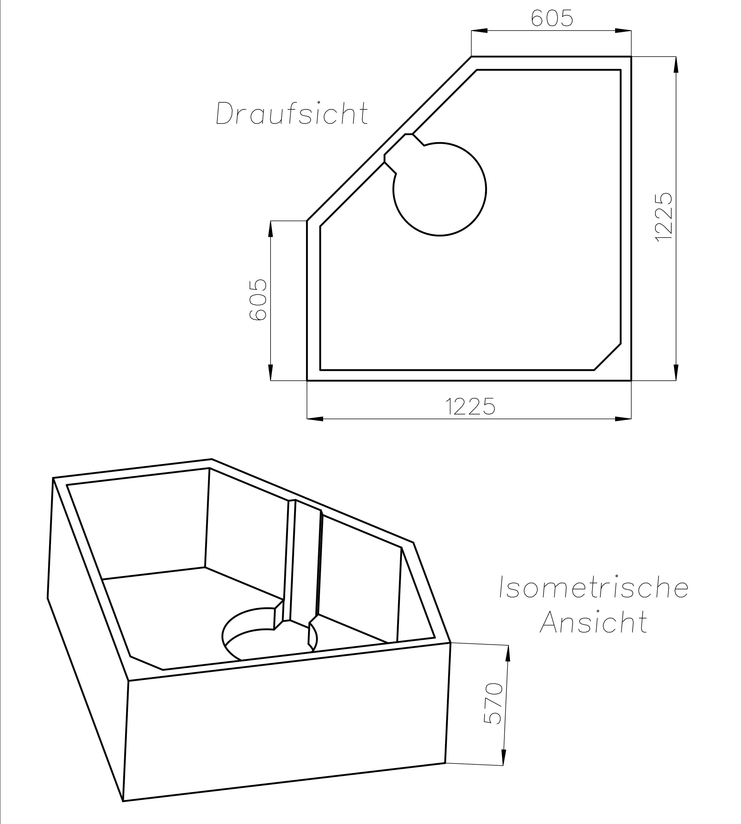 Ottofond Wannenträger Miami 1225 x 1225 mm