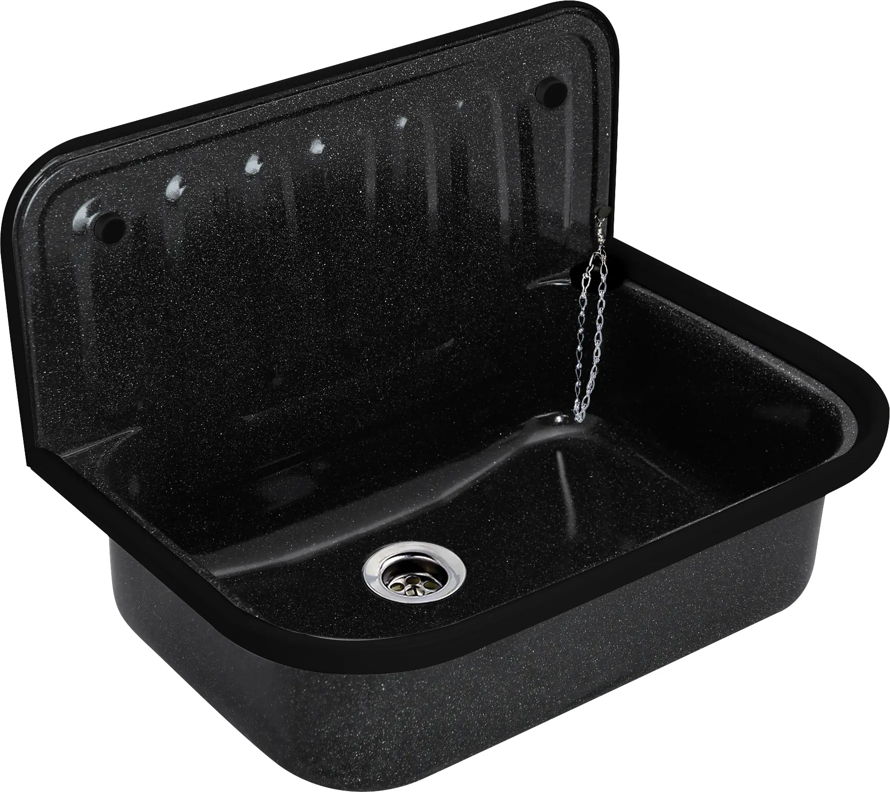 Stahl-Ausgussbecken Granitoptik 50 x 38 cm