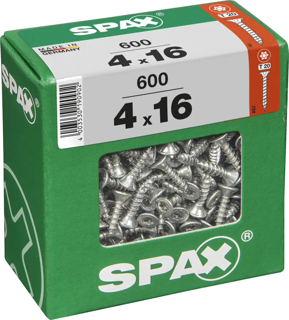 Spax Universalschrauben 4.0 x 16 mm TX 20 - 600 Stk. Spax Universalschrauben 4.0 x 16 mm TX 20 - 600 Stk.