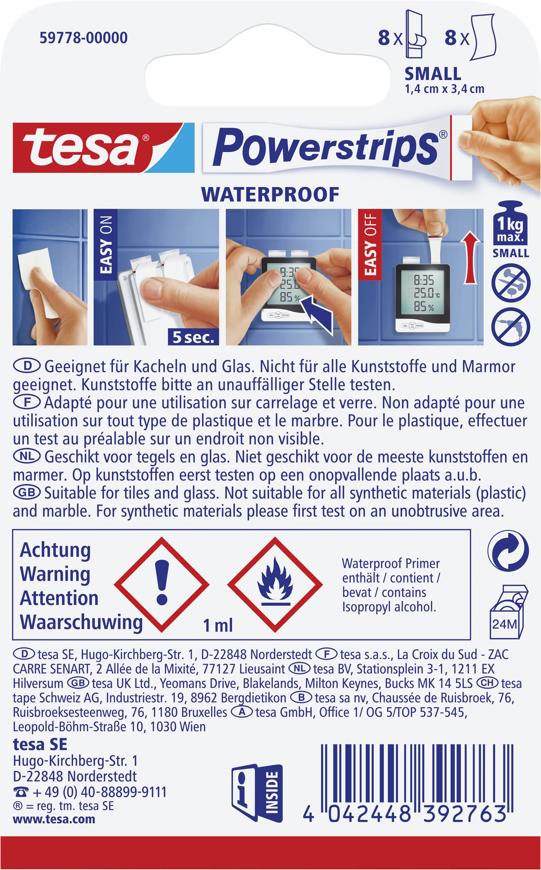 tesa Powerstrips Haken Small Waterproof Kunststoff, weiß tesa Powerstrips Haken Small Waterproof Kunststoff, weiß