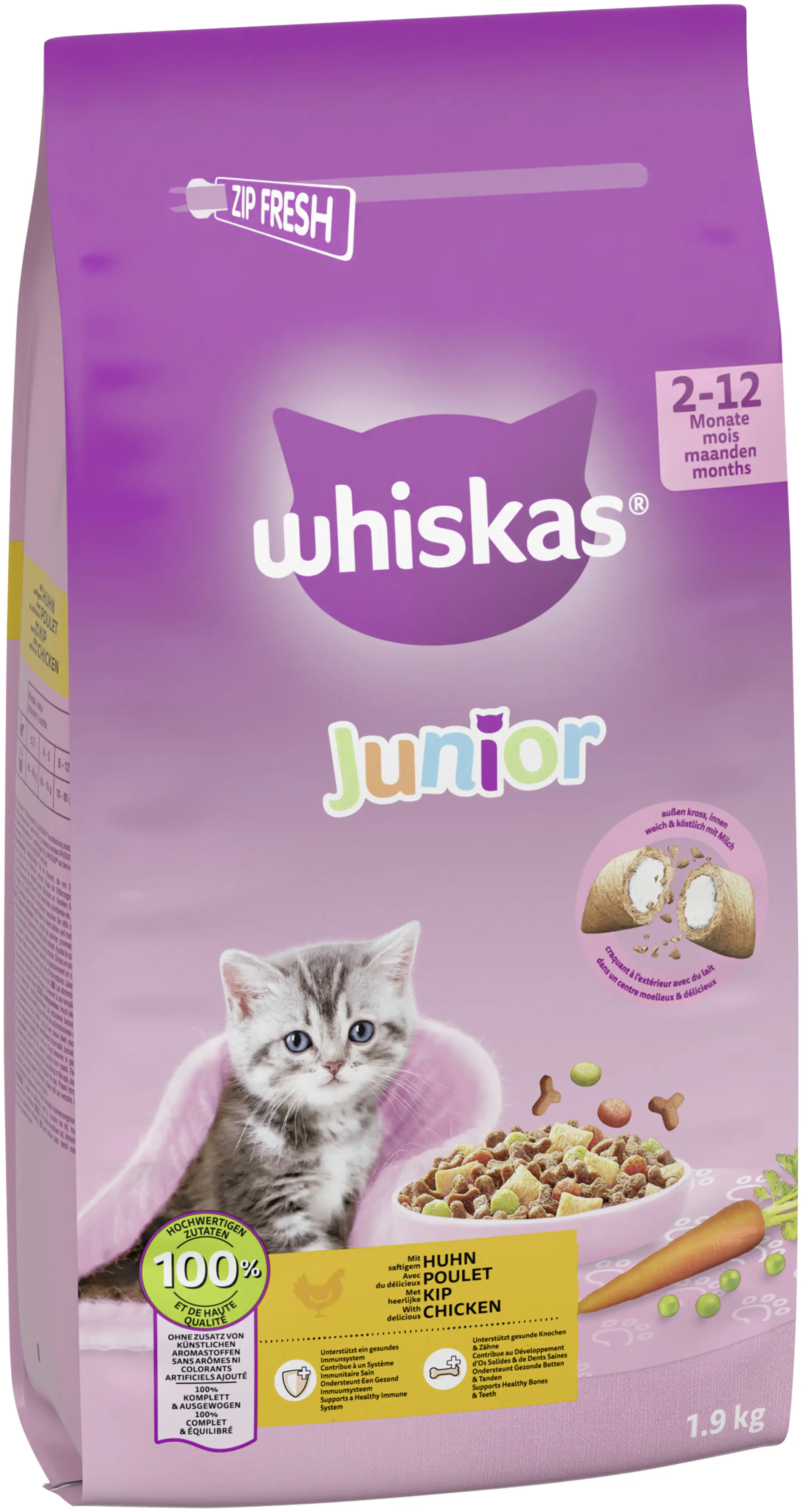 WHISKAS® Beutel Trocken Junior mit Huhn 1,9 kg 1,9 kg