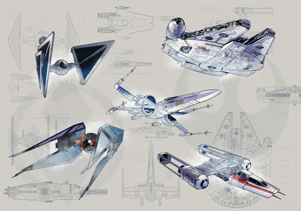 4055065510625 Komar Vlies Fototapete Star Wars Blaupausen Starfighter 400 x 280 cm