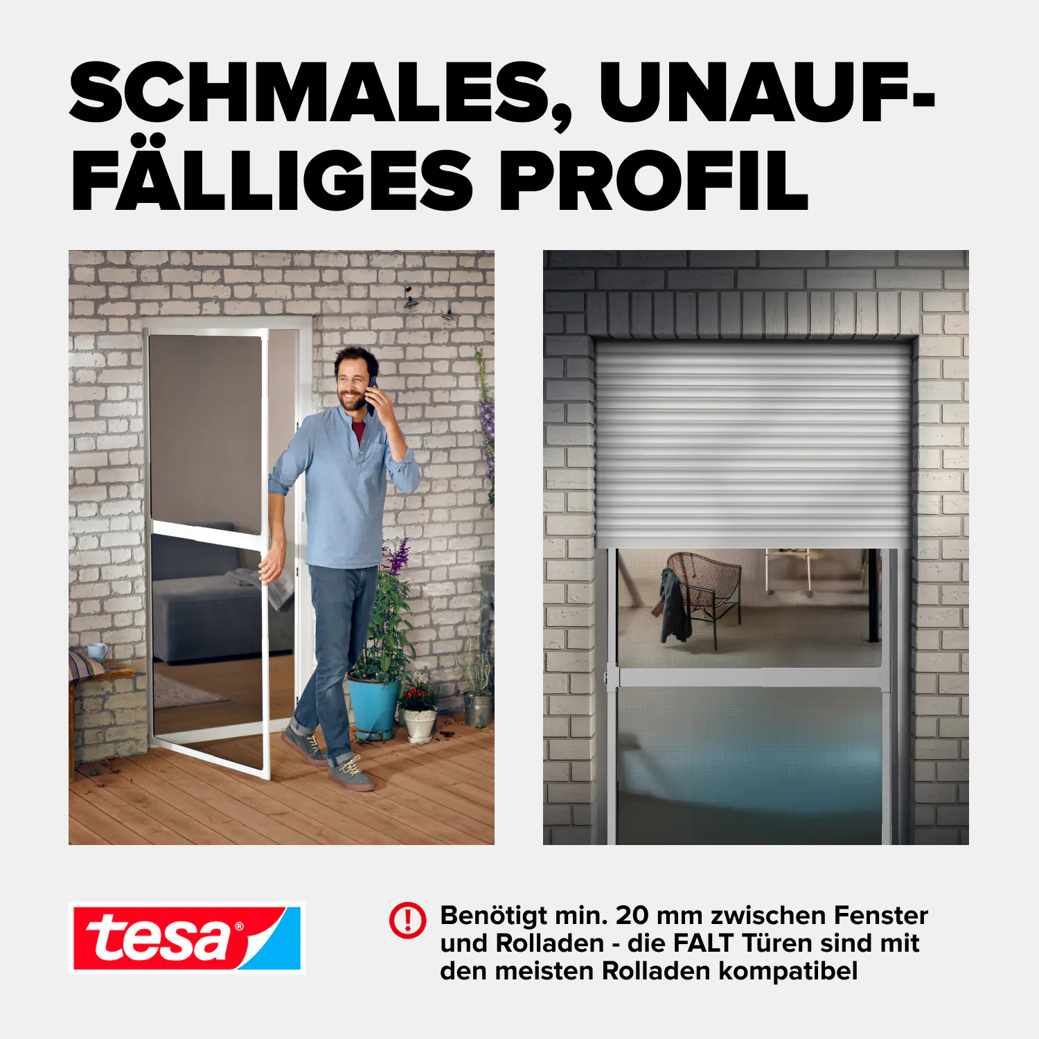 tesa Fliegenschutz-Tür FALT 100 x 220 cm anthrazit/weiß kürzbar