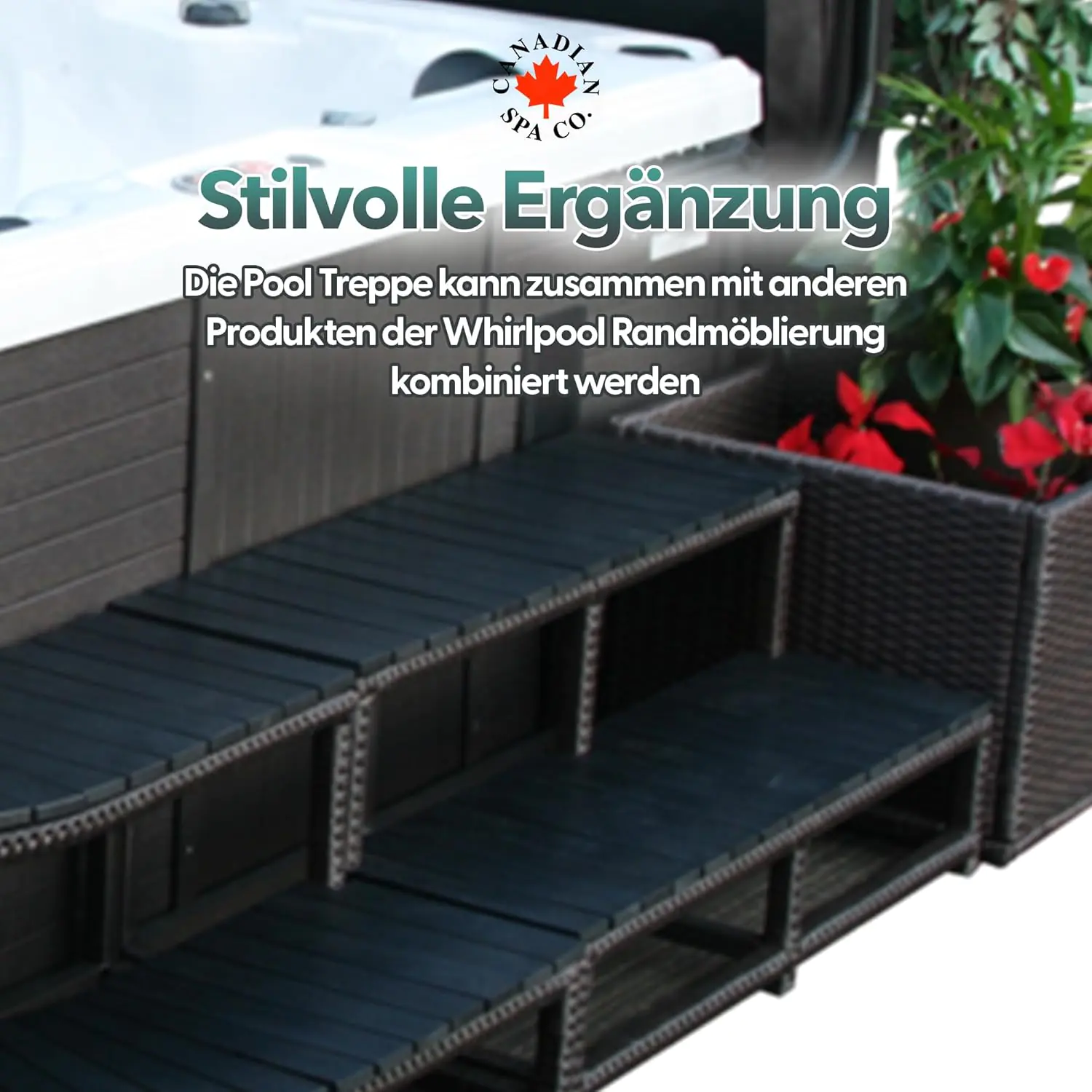 Canadian Spa Treppenstufen für 2,2 m lange Whirlpools dunkelbraun Canadian Spa Treppenstufen für 2,2 m lange Whirlpools dunkelbraun
