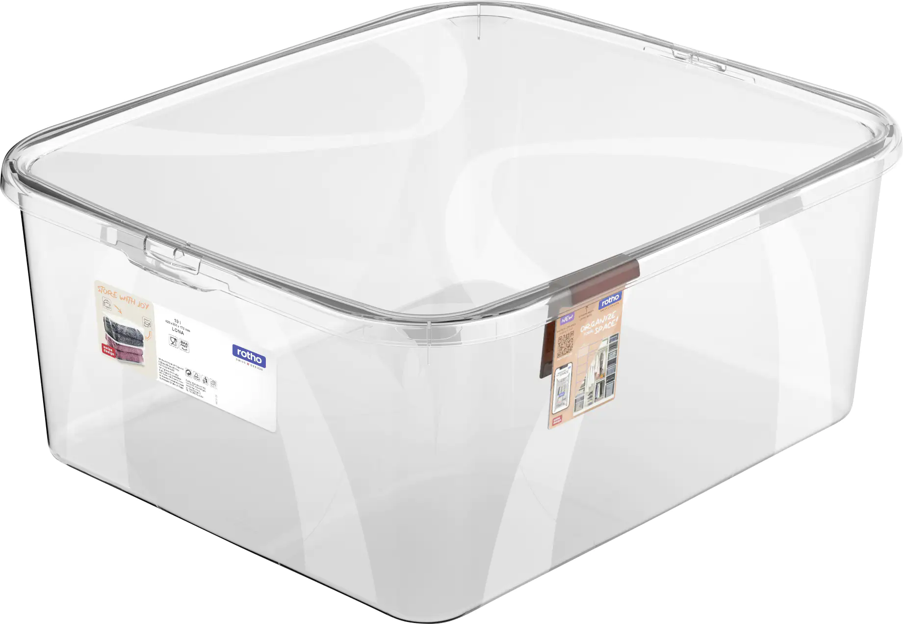 Cassetta di plastica con coperchio 70 l Lona - Rotho