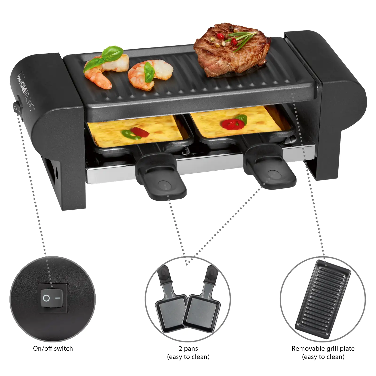 Clatronic Raclette RG 3592 350 Watt, 2 Personen