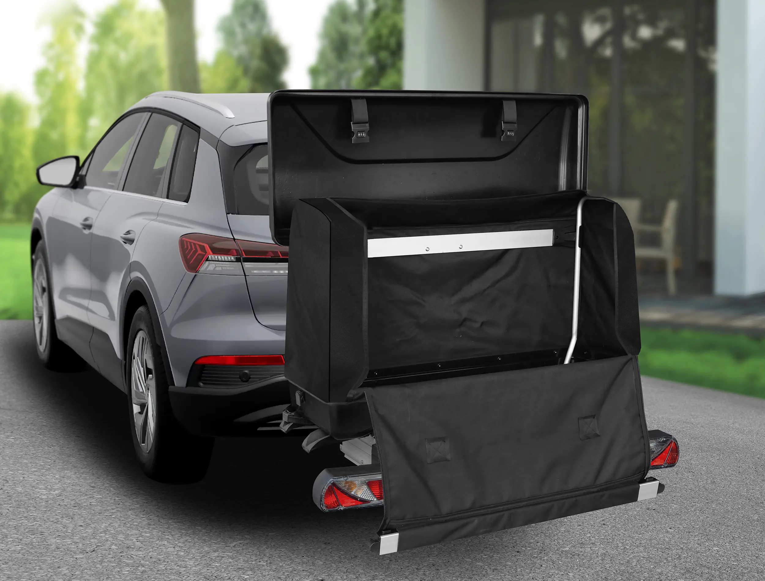 EUFAB Transportbox für Fahrradträger abschließbar 350 L schwarz