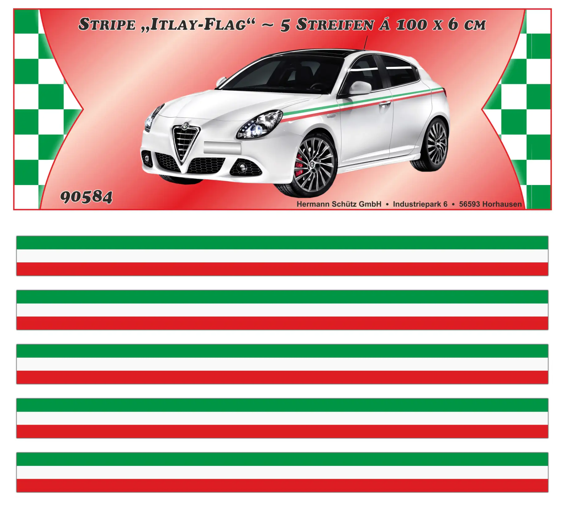 Hermann Schütz Italy-Stripe Streifen Italien-Design 5 Stück
