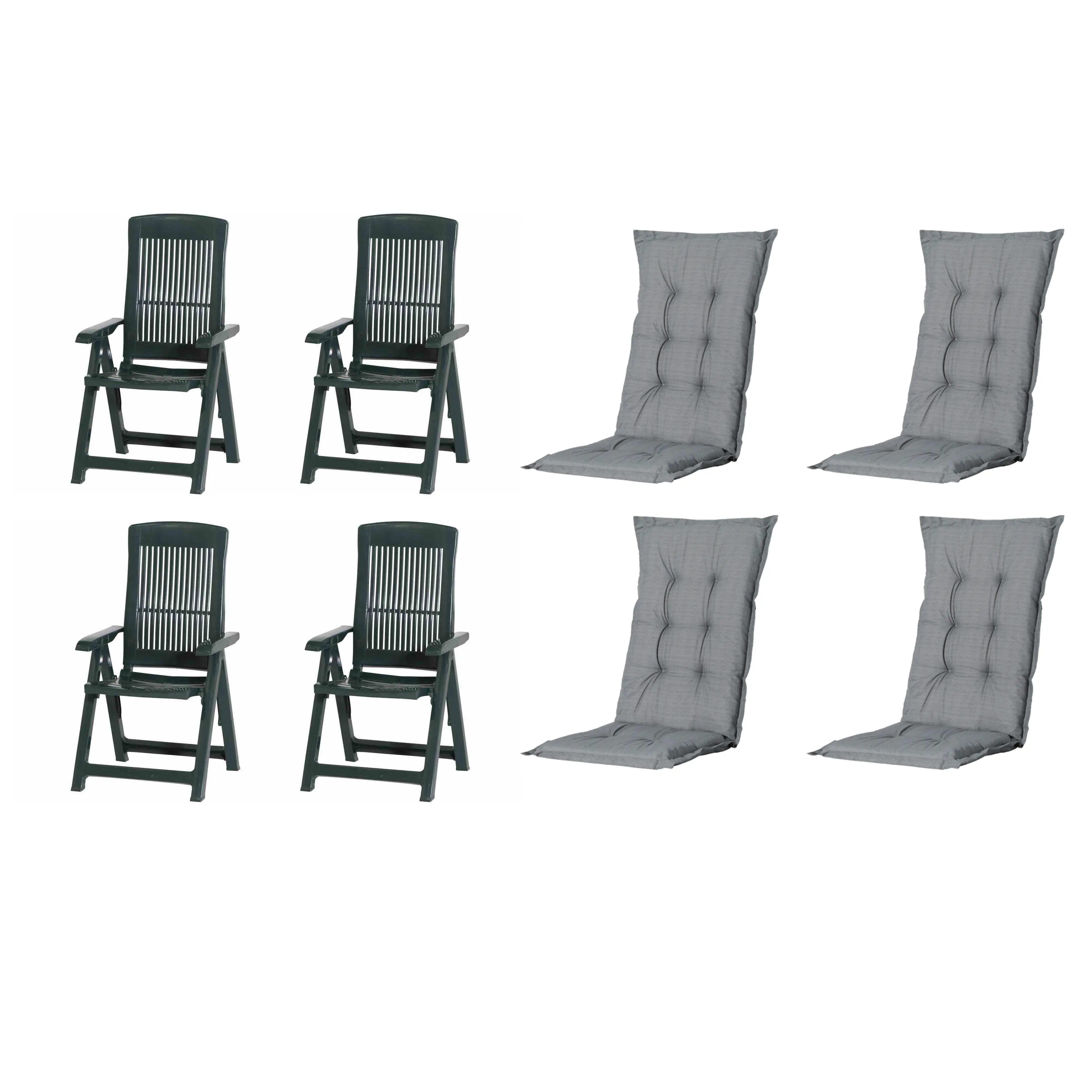 Progarden Gartenstuhl-Set Tampa mit Auflagen grün/grau 8-tlg.