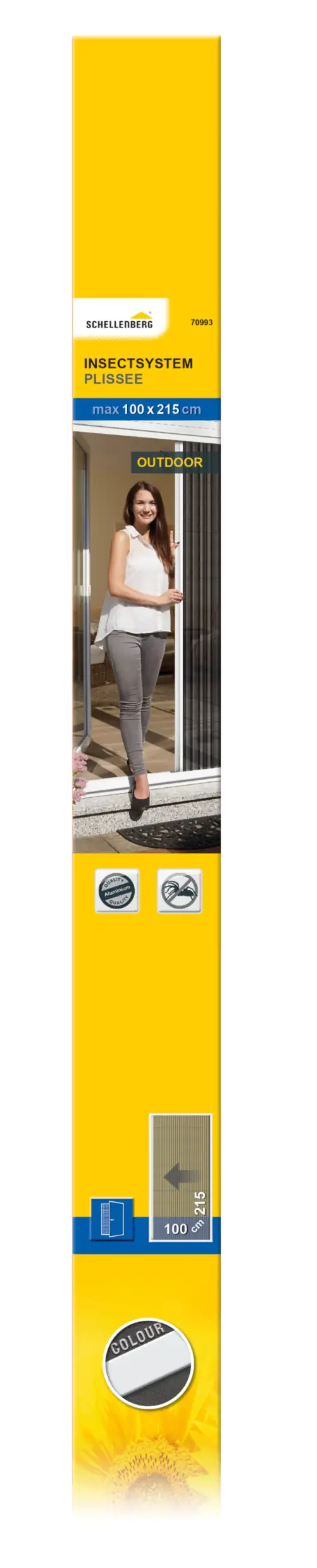 Schellenberg Fliegenschutz-Plissee PREMIUM 100 x 215 cm anthrazit/weiß kürzbar