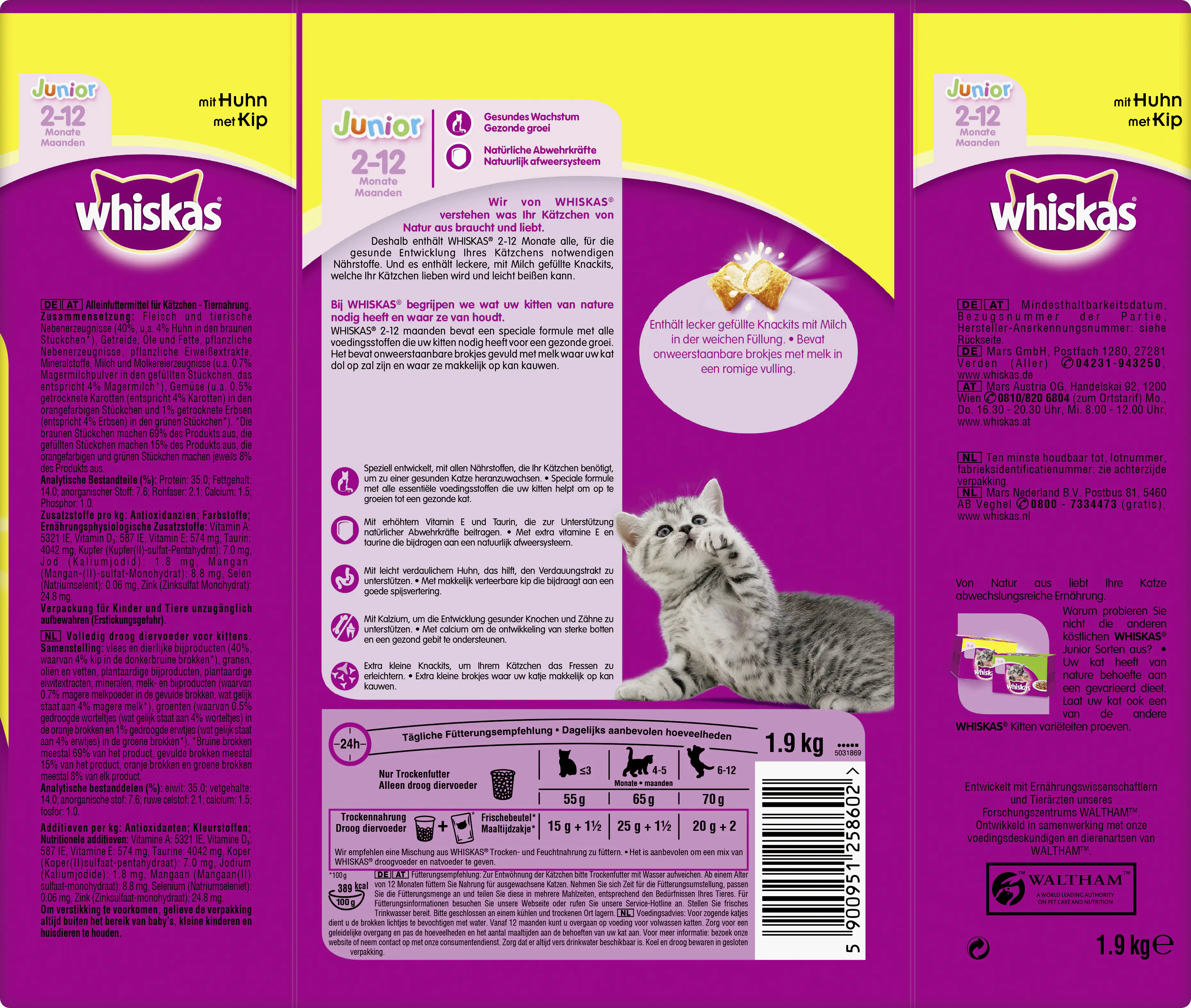 WHISKAS® Beutel Trocken Junior mit Huhn 1,9 kg 1,9 kg