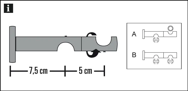Gardinia Kombiträger offen zu Stilprogramm Memphis, Ø 16 mm, schwarz Gardinia Kombiträger offen zu Stilprogramm Memphis, Ø 16 mm, schwarz