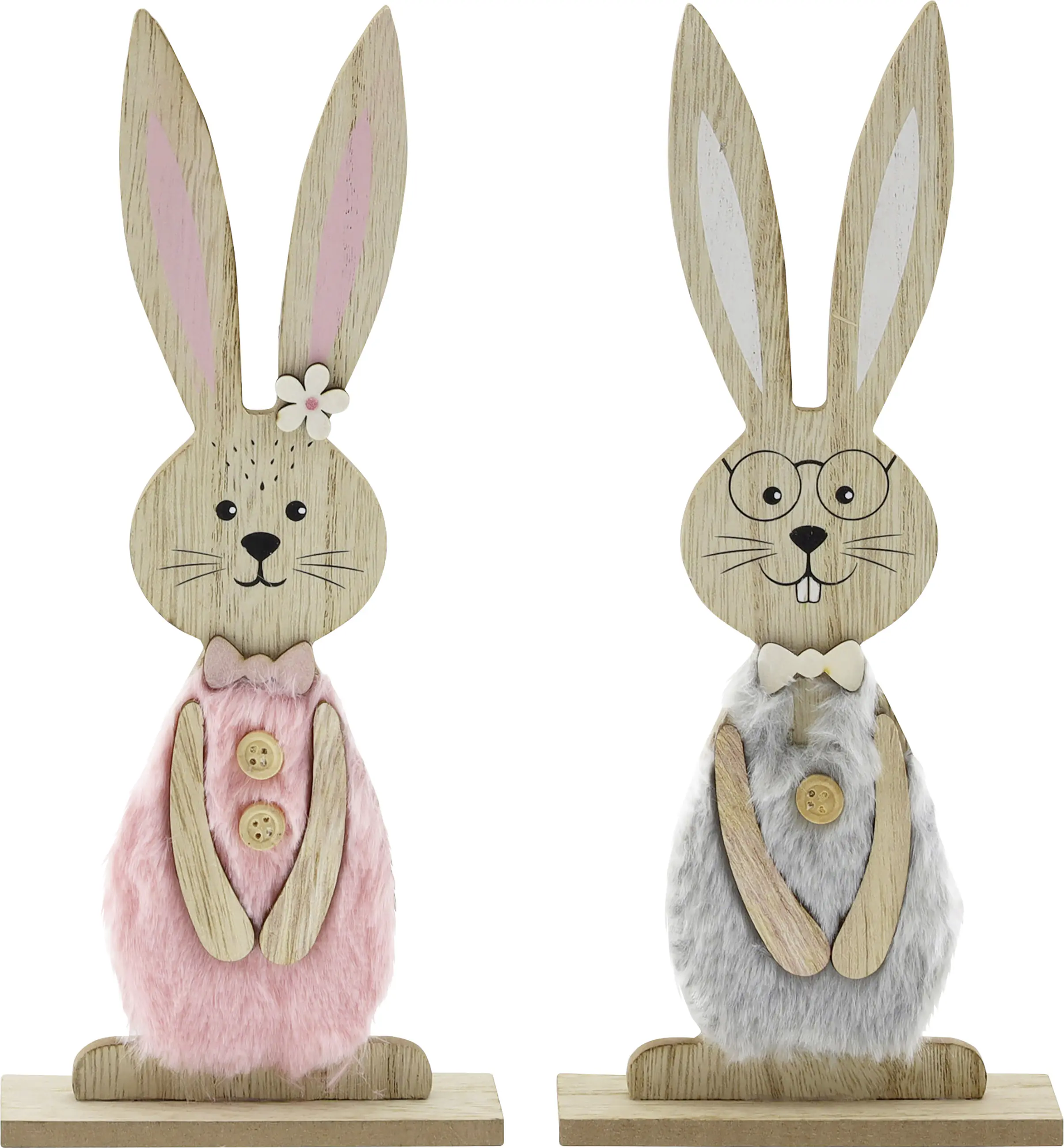 Dekoaufsteller Hase Holz mit Plüsch 23,5 cm natur rosa grau Dekoaufsteller Hase Holz mit Plüsch 23,5 cm natur rosa grau
