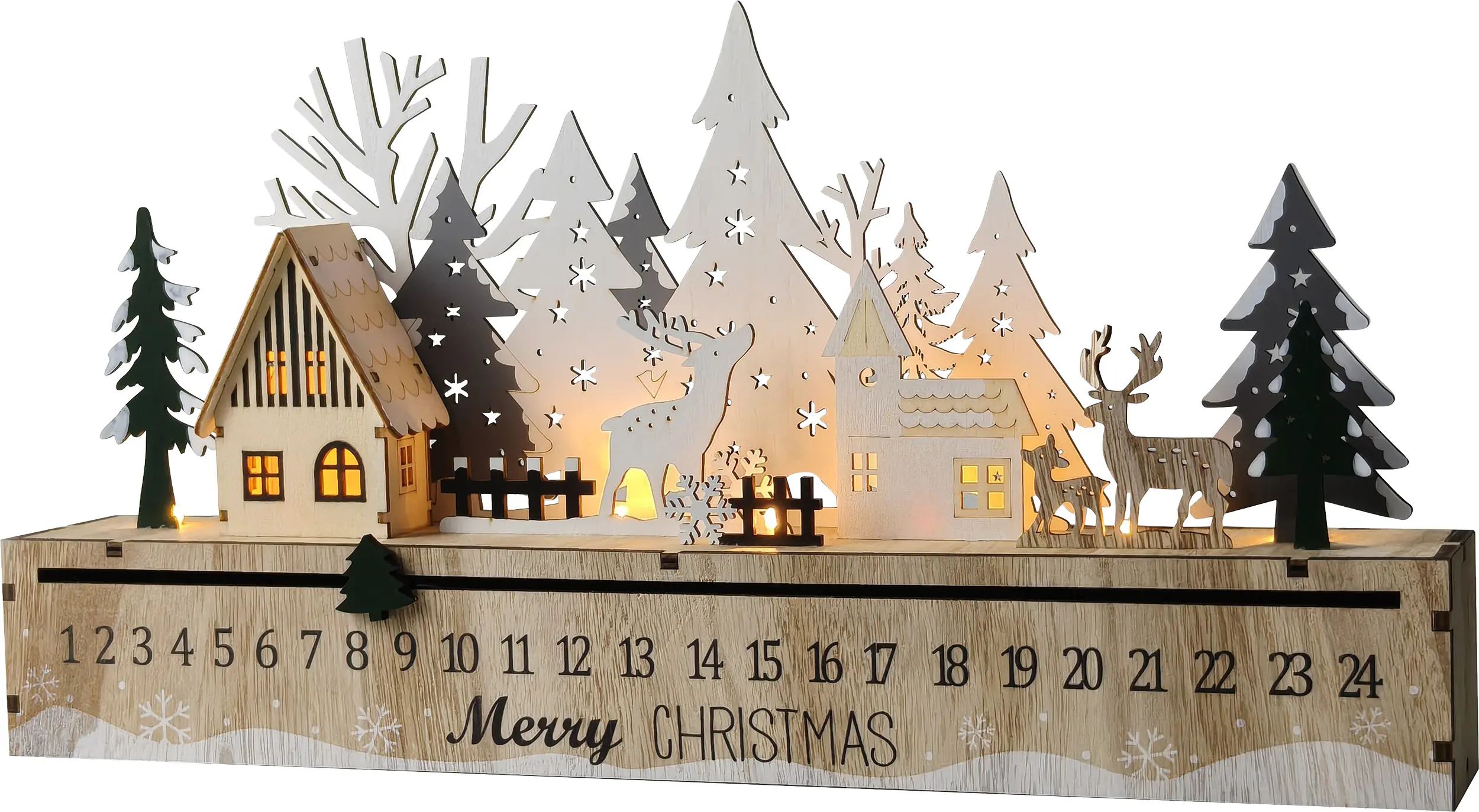 TrendLine LED Silhouette Weihnachten Holz 44 cm warmweiß