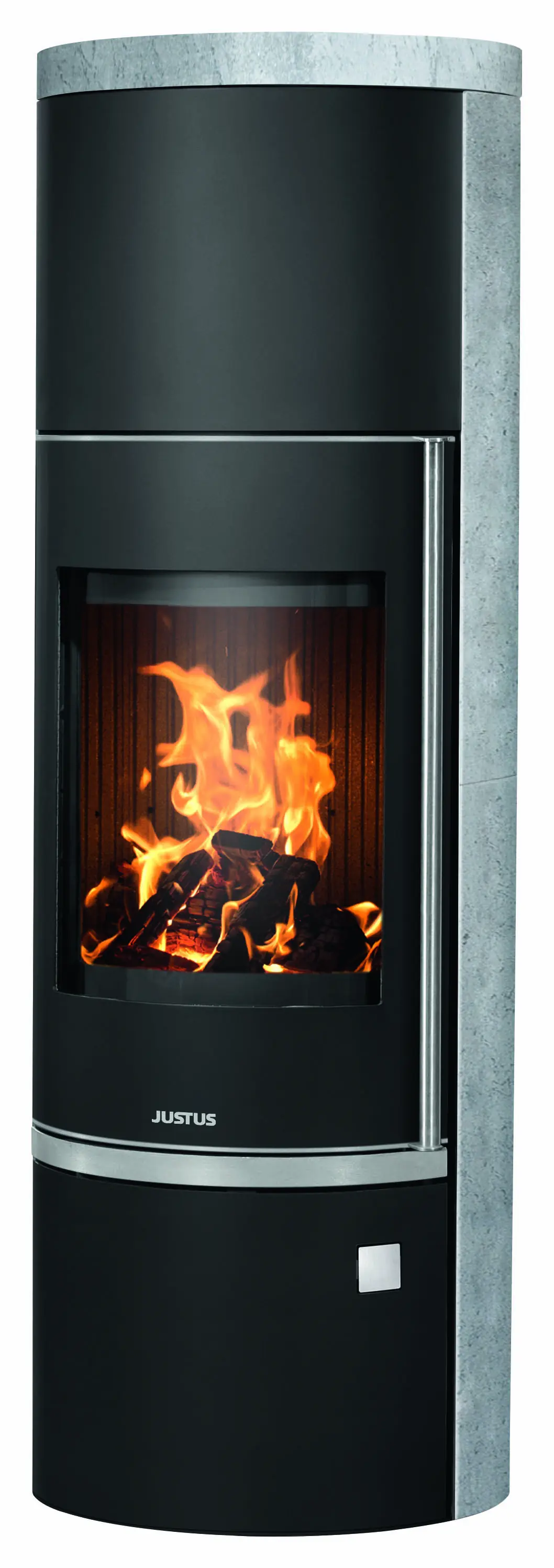 Justus Kaminofen Faro W+ 2.0 Speckstein Stahl schwarz 7 kW