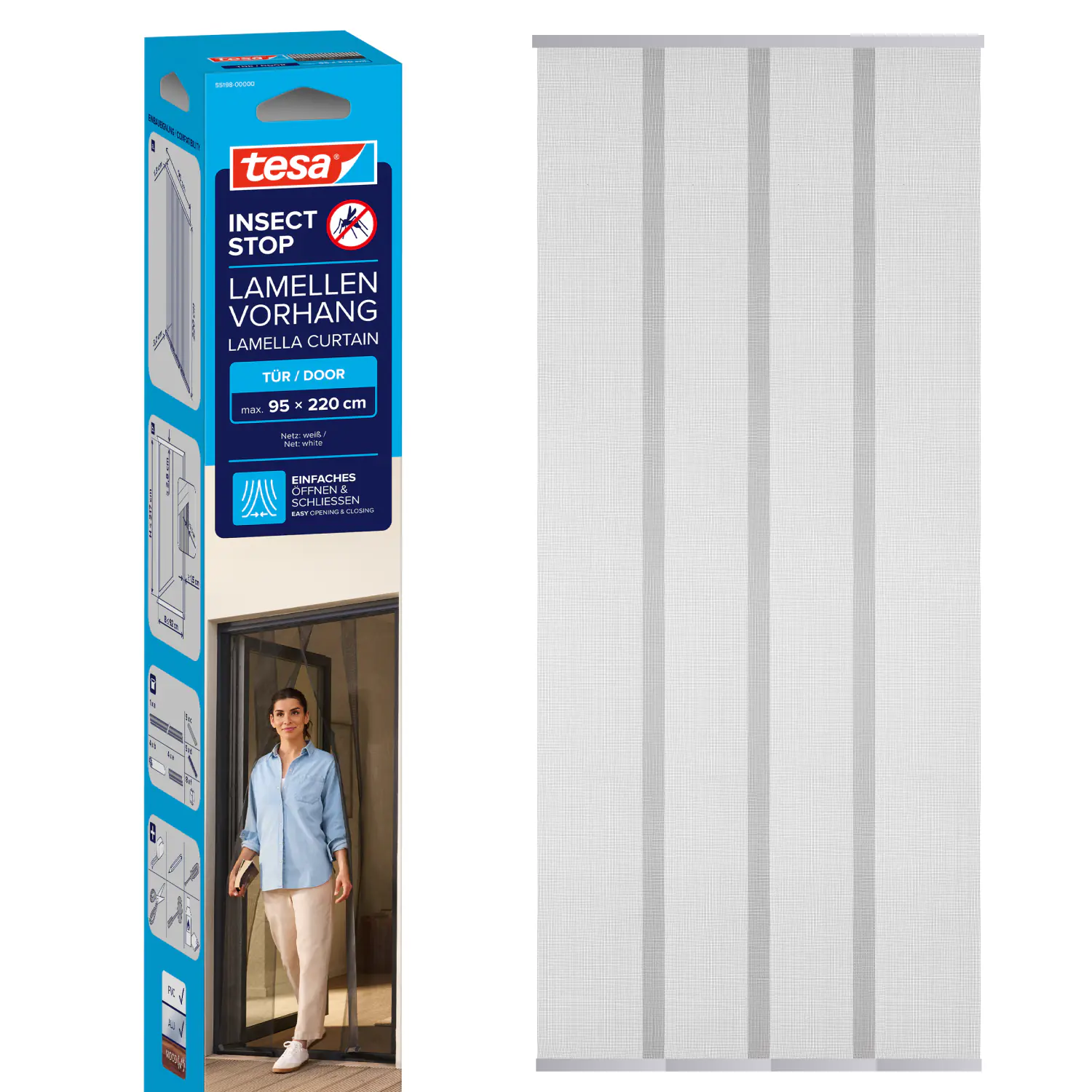 tesa Insektenschutz-Lamellenvorhang STANDARD weiß 0,95 m x 2,20 m weiß