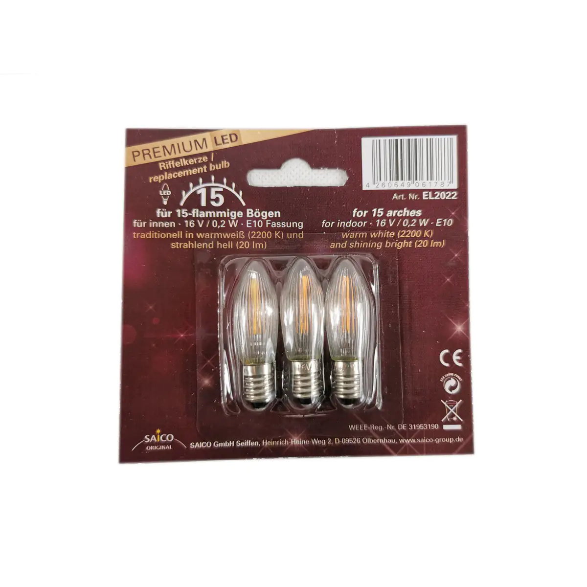 Saico LED-Ersatzlampe, E 10, 16 V, 0,2 W Saico LED-Ersatzlampe, E 10, 16 V, 0,2 W