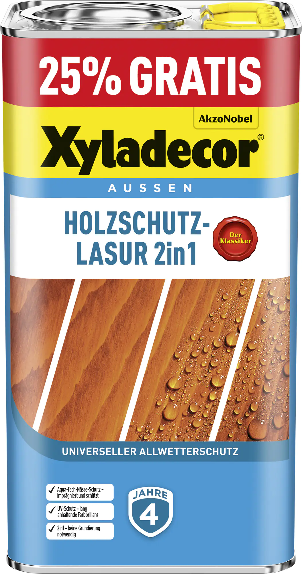Xyladecor Holzschutzlasur 2in1 4+1L gratis teak Aktionsgebinde 25% Gratis! Xyladecor Holzschutzlasur 2in1 4+1L gratis teak Aktionsgebinde 25% Gratis!