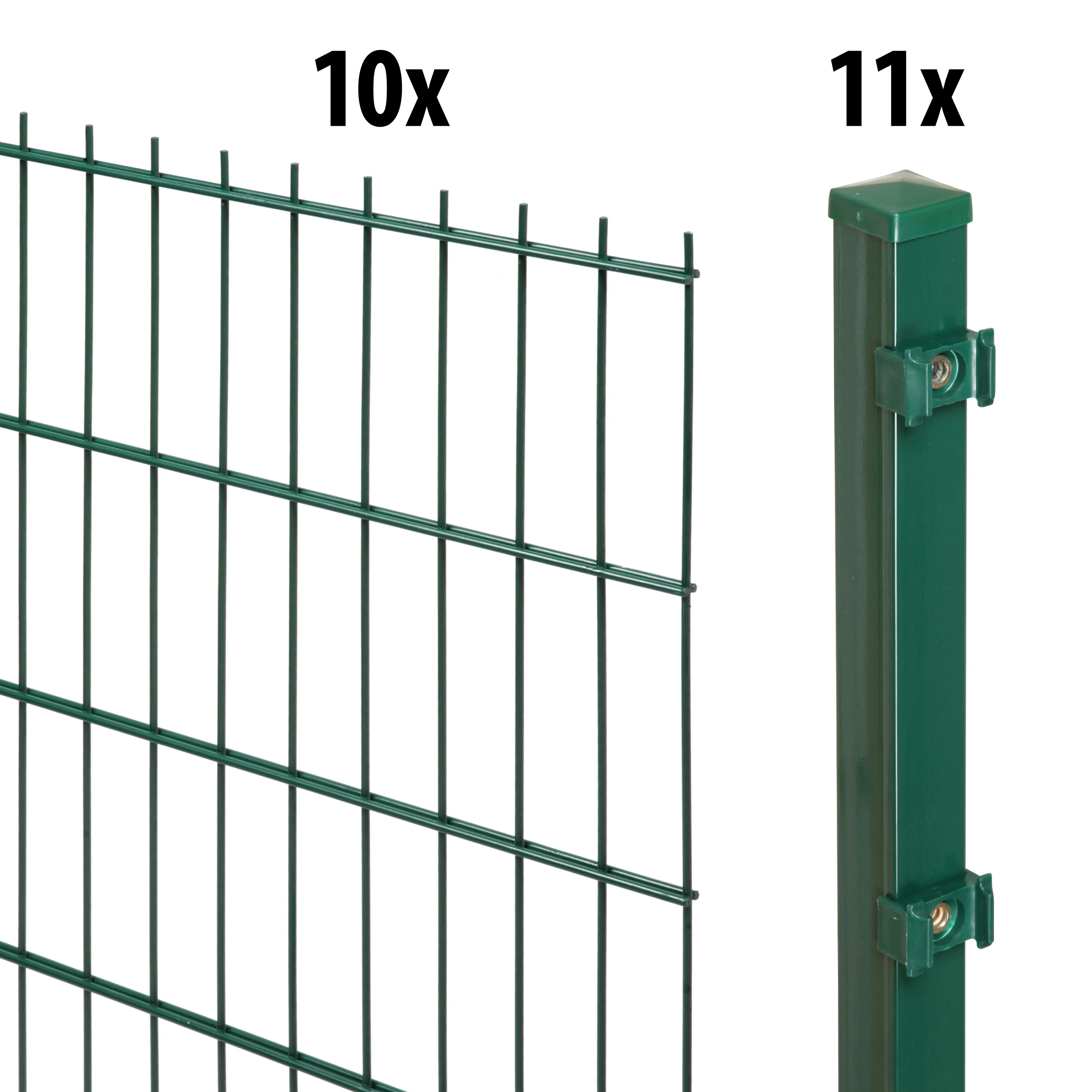 Floraworld Doppelstabmatten-Zaun Set Comfort 20 m 201 x 103 cm inkl. 11 Pfosten 150 cm moosgrün