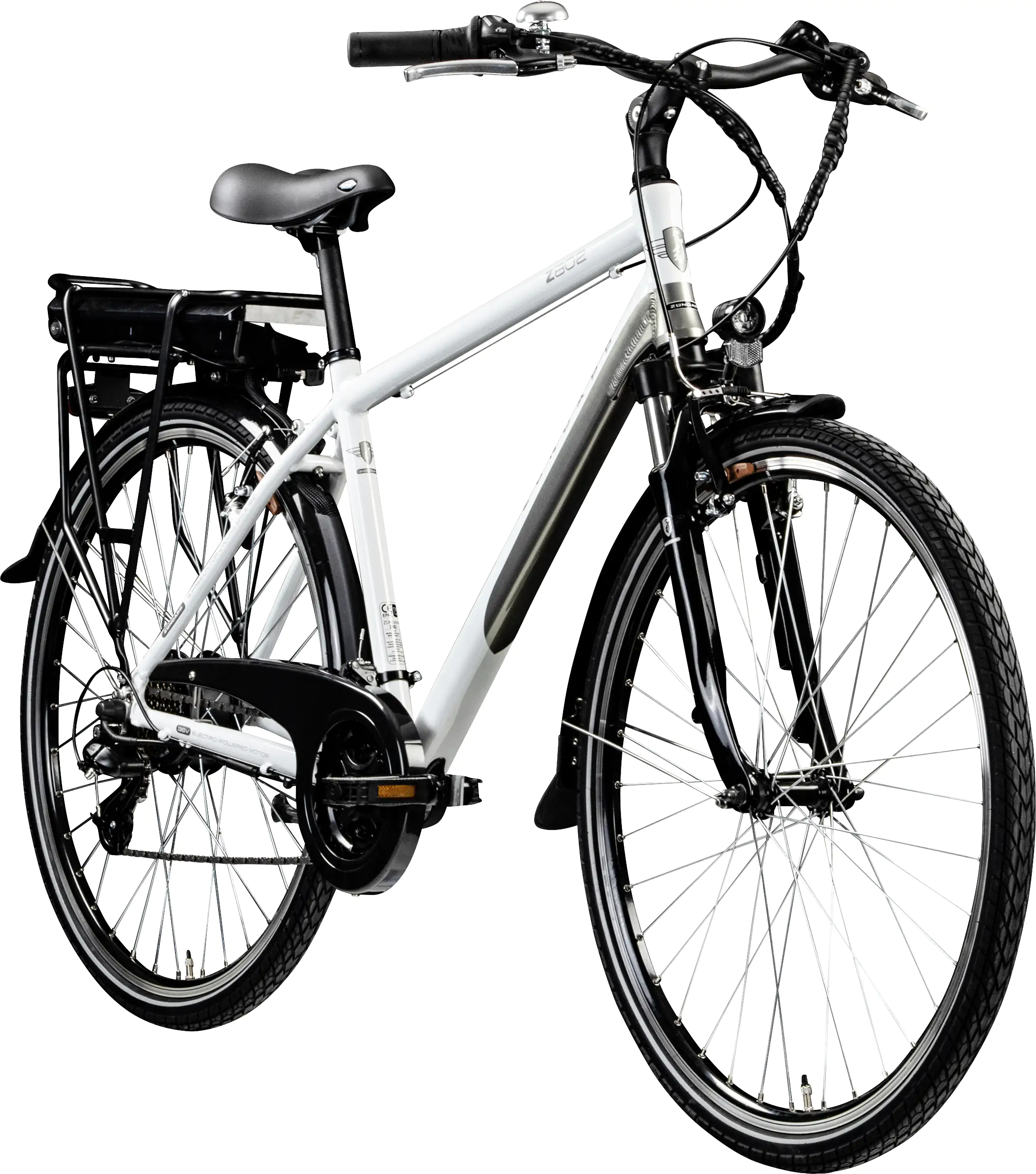 Zündapp E-Bike Trekking Z802 Herren 28 Zoll RH 48cm 21-Gang 374 Wh weiß grau