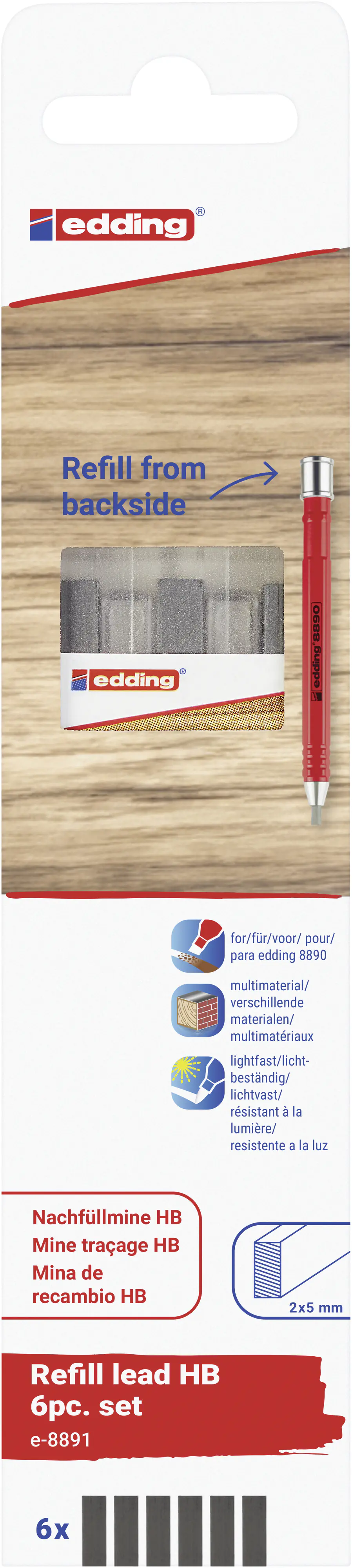 edding 8891 Nachfüllminen HB Zimmermannsbleistift 15,8 cm graphit