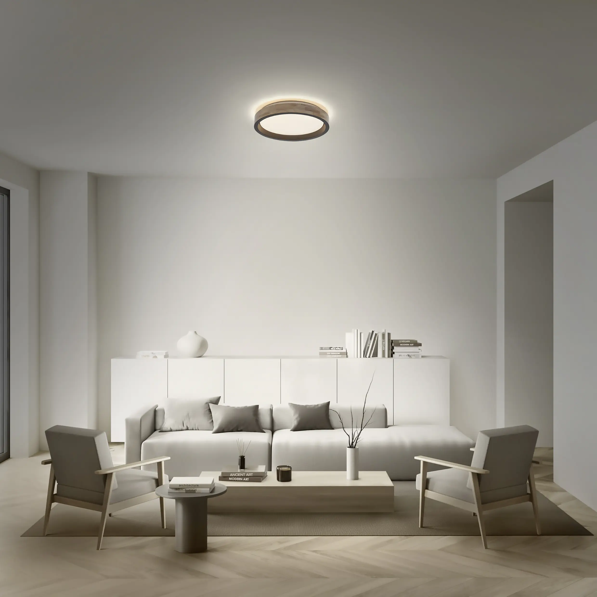 Osram LED-Deckenleuchte Orbis Mariano Ø 41 cm 24 W Holzdekor schwarz dimmbar