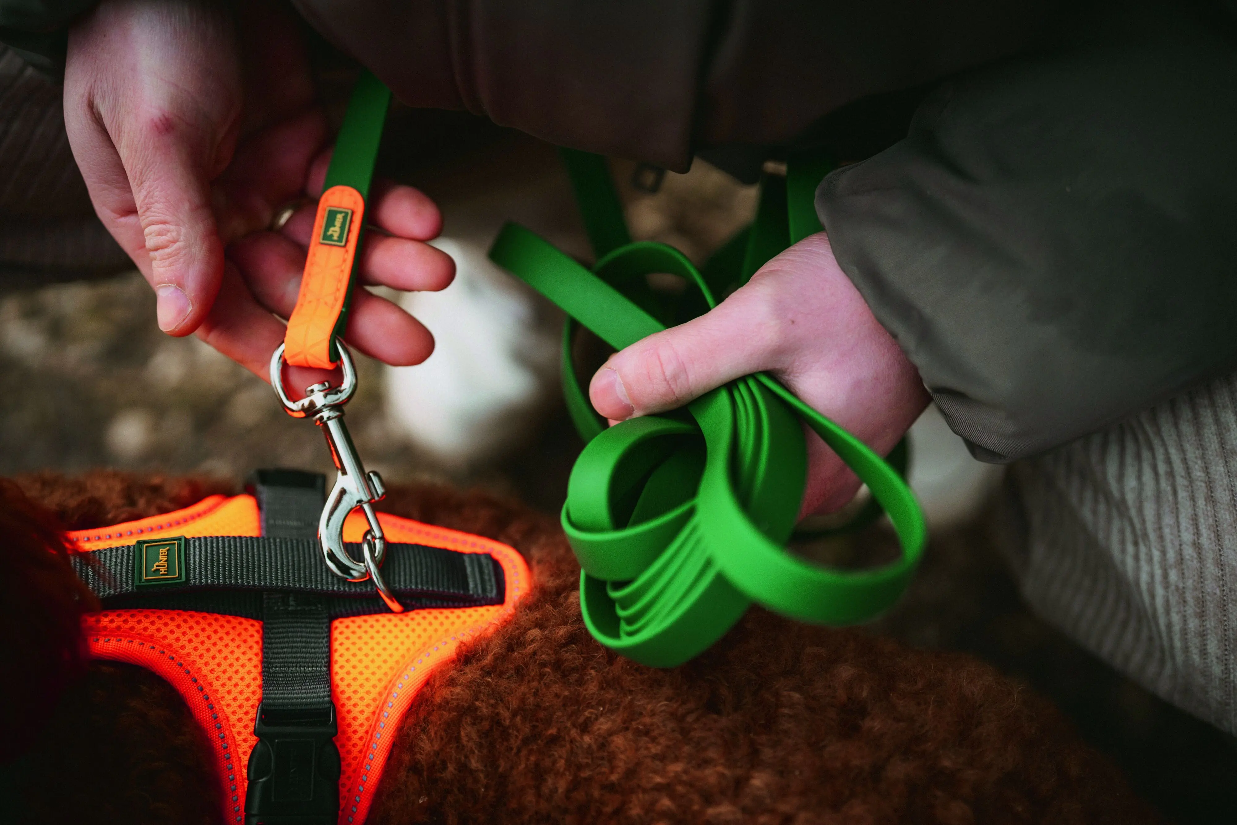 Hunter Hundegeschirr Maldon Up mit Griff L orange/grau