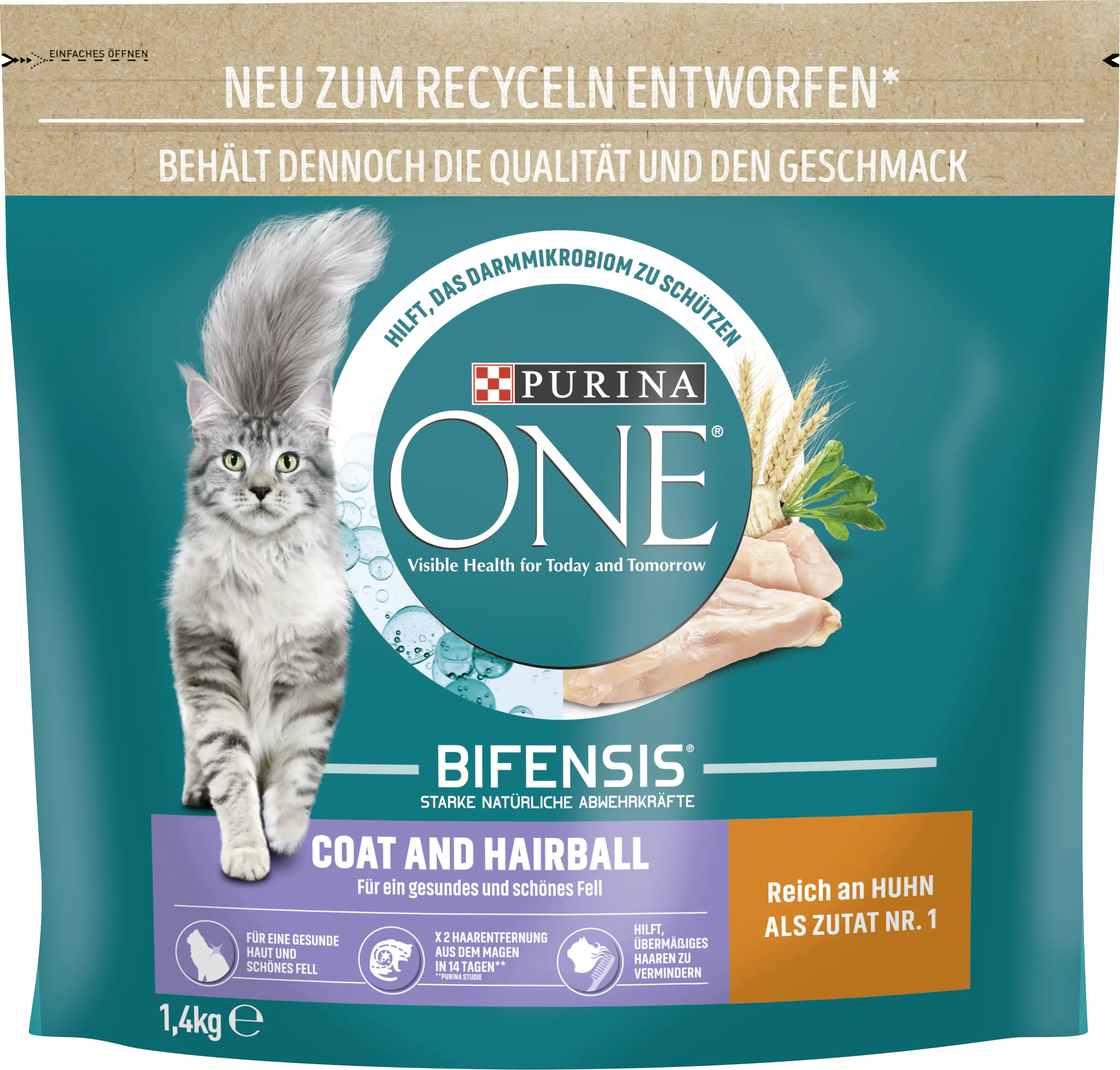 Purina One Katzenfutter Coat & Hairball Reich an Huhn 1,4 kg Purina One Katzenfutter Coat & Hairball Reich an Huhn 1,4 kg