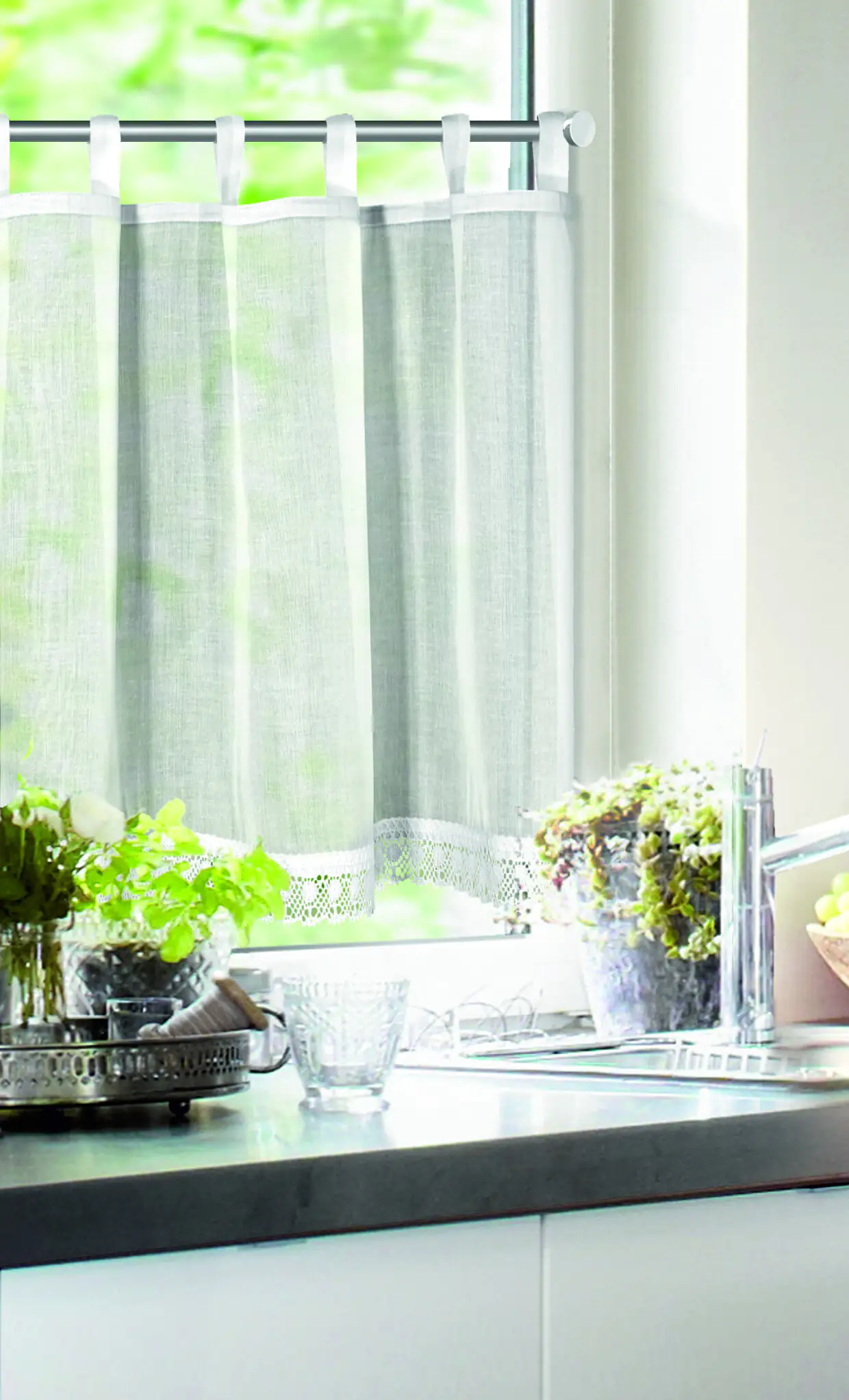 Neusser Collection Schlaufenpanneau Senta weiß-natur, 45 x 150 cm