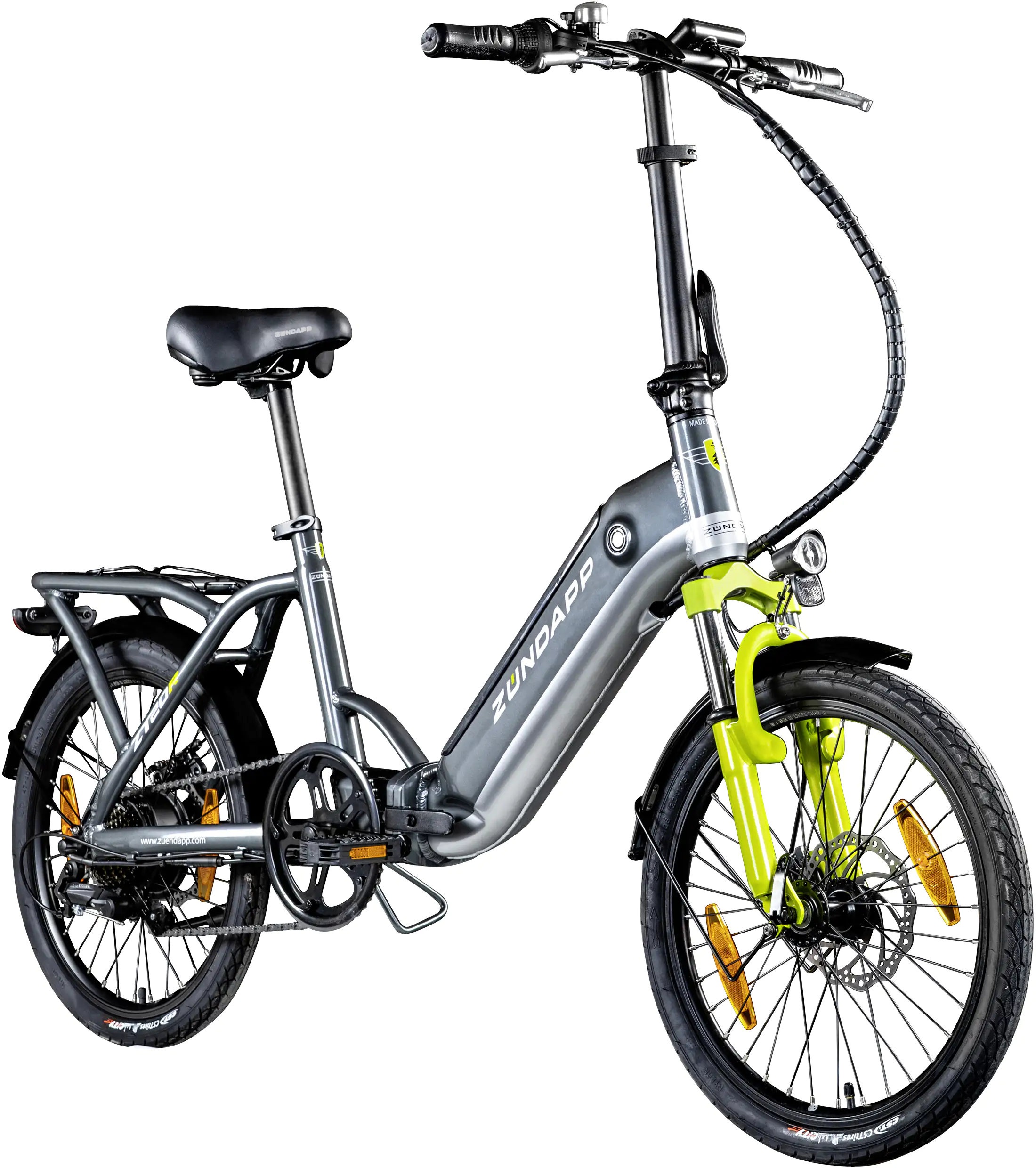 Zündapp E-Bike Faltrad ZT20R 20 Zoll RH 35cm 6-Gang 468 Wh grau grün