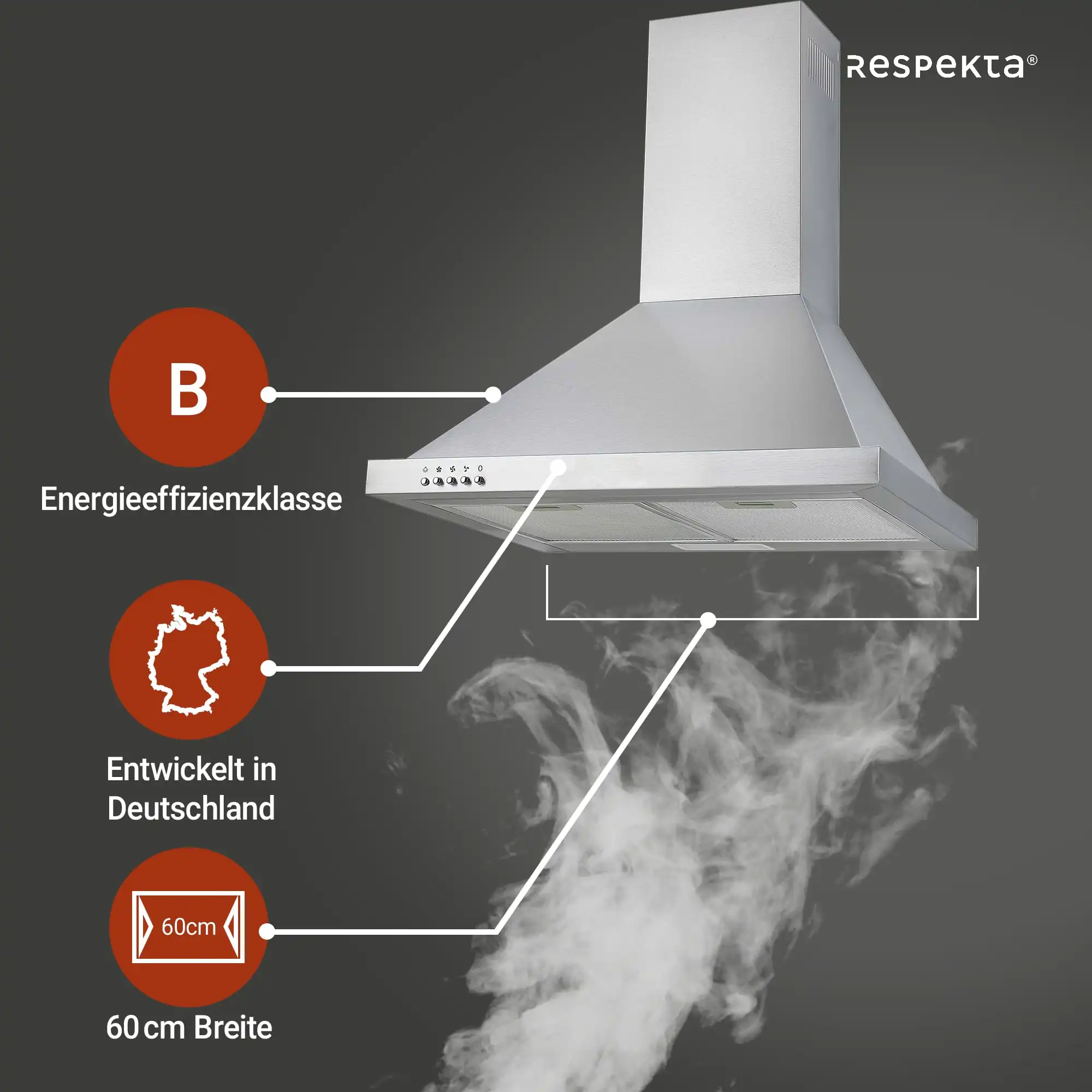 respekta Kaminhaube Edelstahl 60 cm CH22078IXB EEK: B 60 cm respekta Kaminhaube Edelstahl 60 cm CH22078IXB EEK: B 60 cm