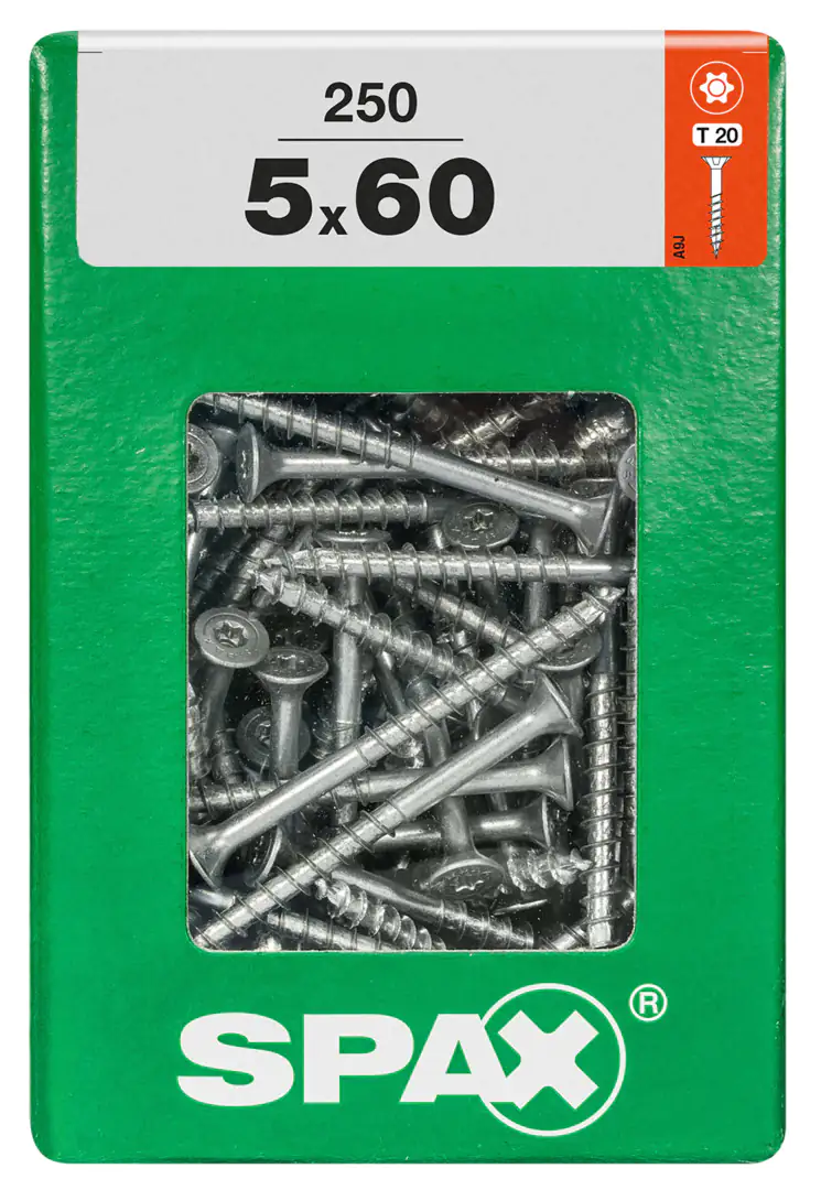 Spax Universalschrauben 5.0 x 60 mm TX 20 Senkkopf - 250 Stk. Spax Universalschrauben 5.0 x 60 mm TX 20 Senkkopf - 250 Stk.