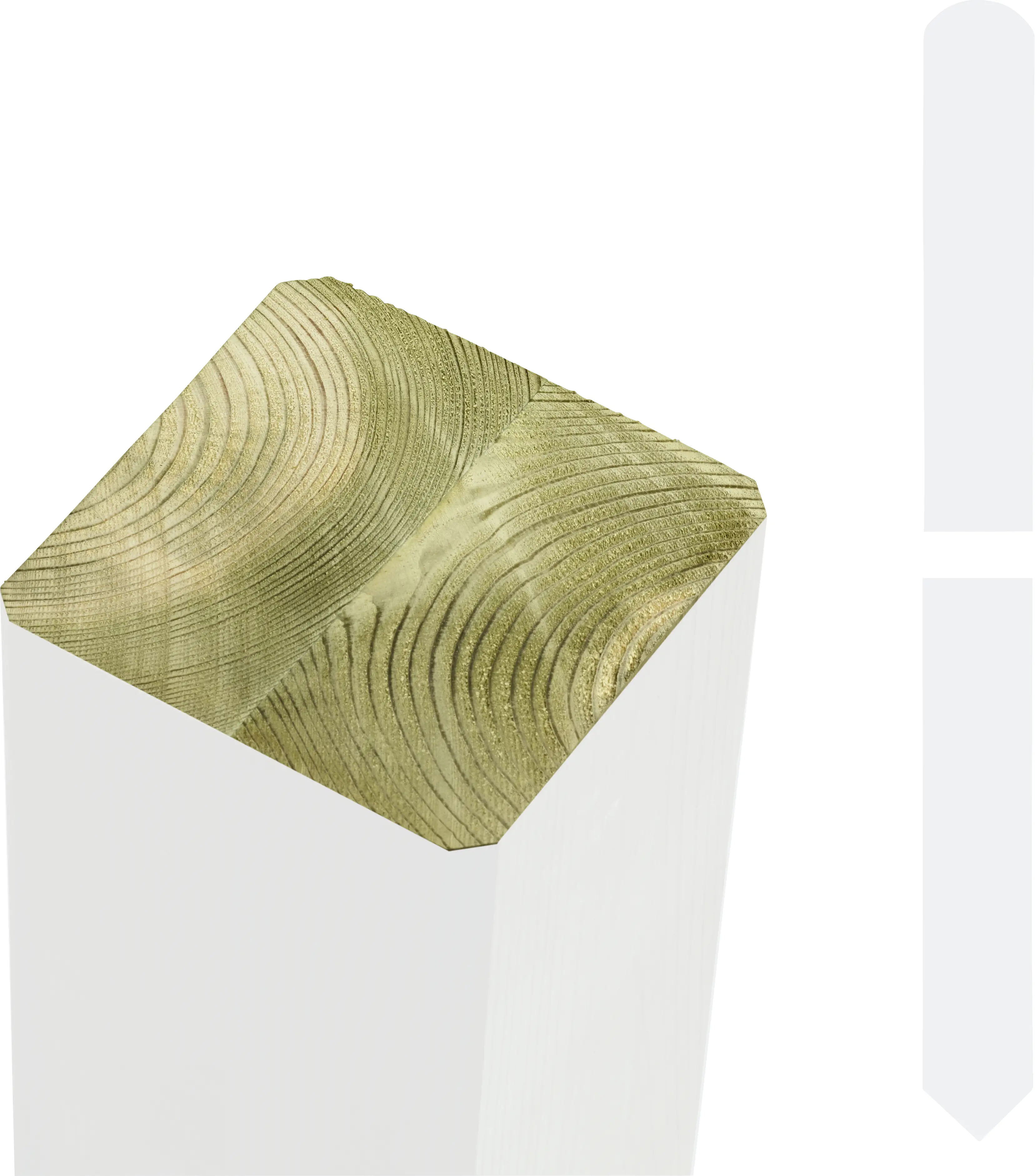 Plus Leimholzpfosten 210 cm 90 x 90 mm weiß Kopf gespitzt