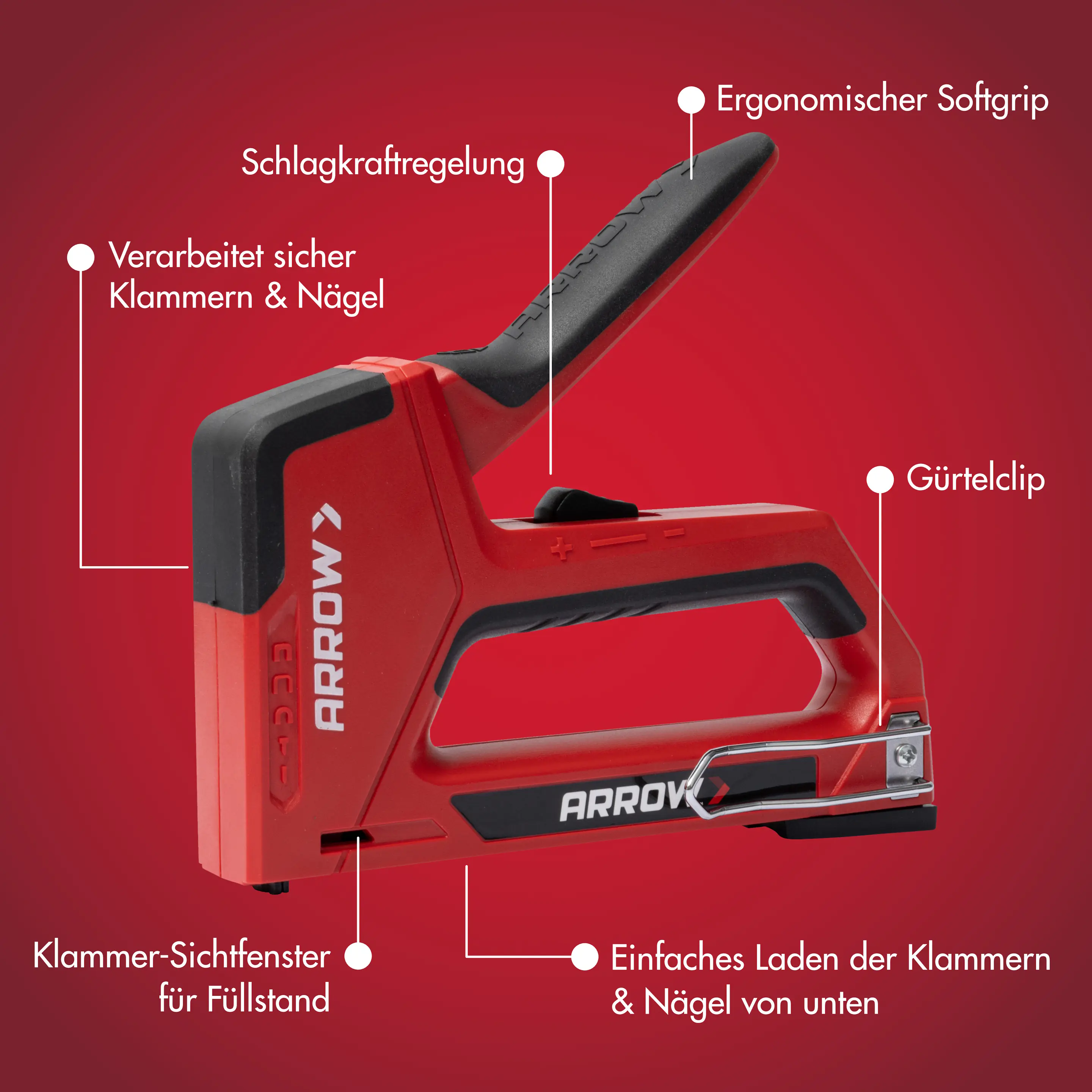 Arrow Handtacker T501 5-in-1 kompatibel mit Tacker/Kabelklammern & Nägel