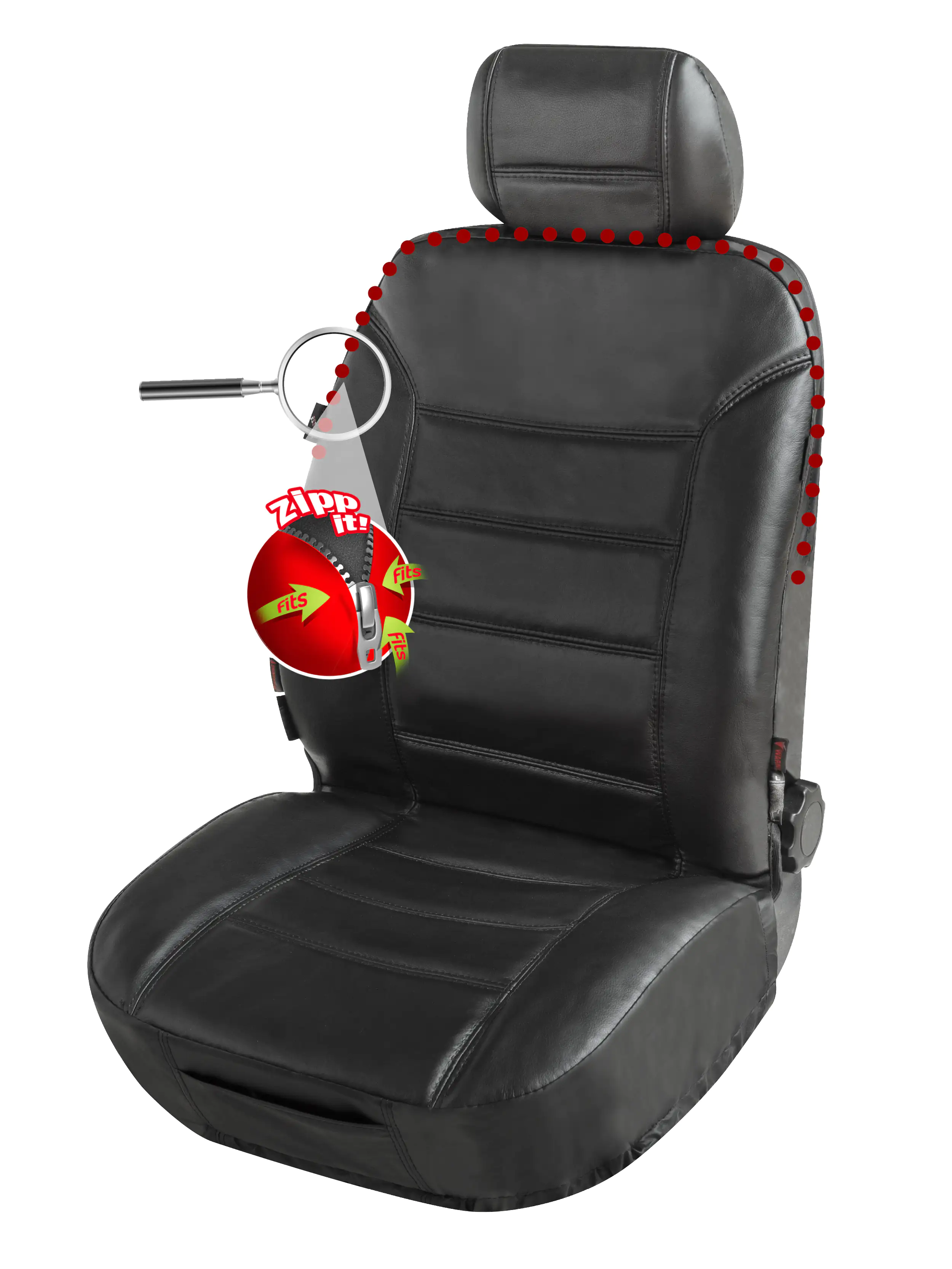 9001778196354_003 Walser Autositzbezug Billy aus echtem Leder schwarz ZIPP-IT 2-teilig