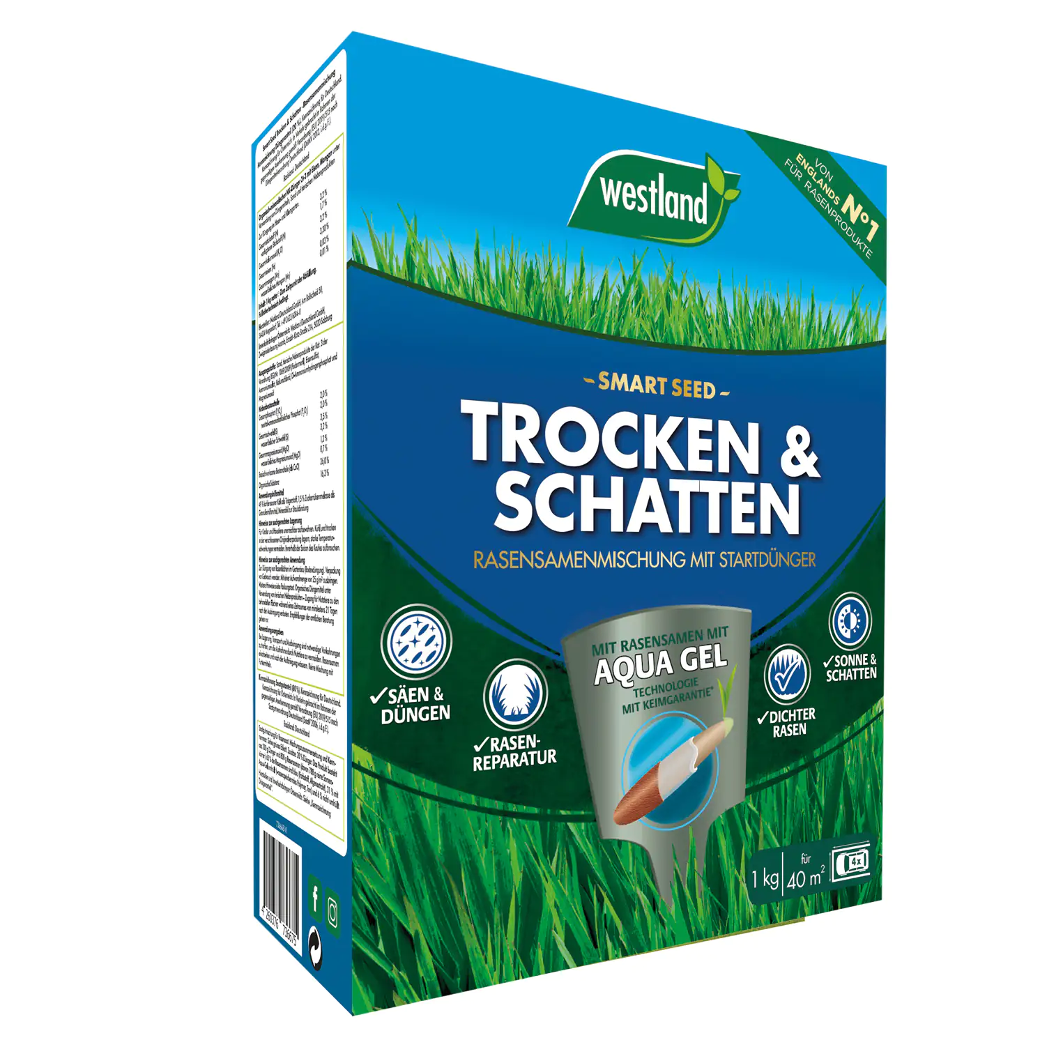 Westland Smart Seed Trocken Schattenrasen für 40 m² 1 kg Westland Smart Seed Trocken Schattenrasen für 40 m² 1 kg