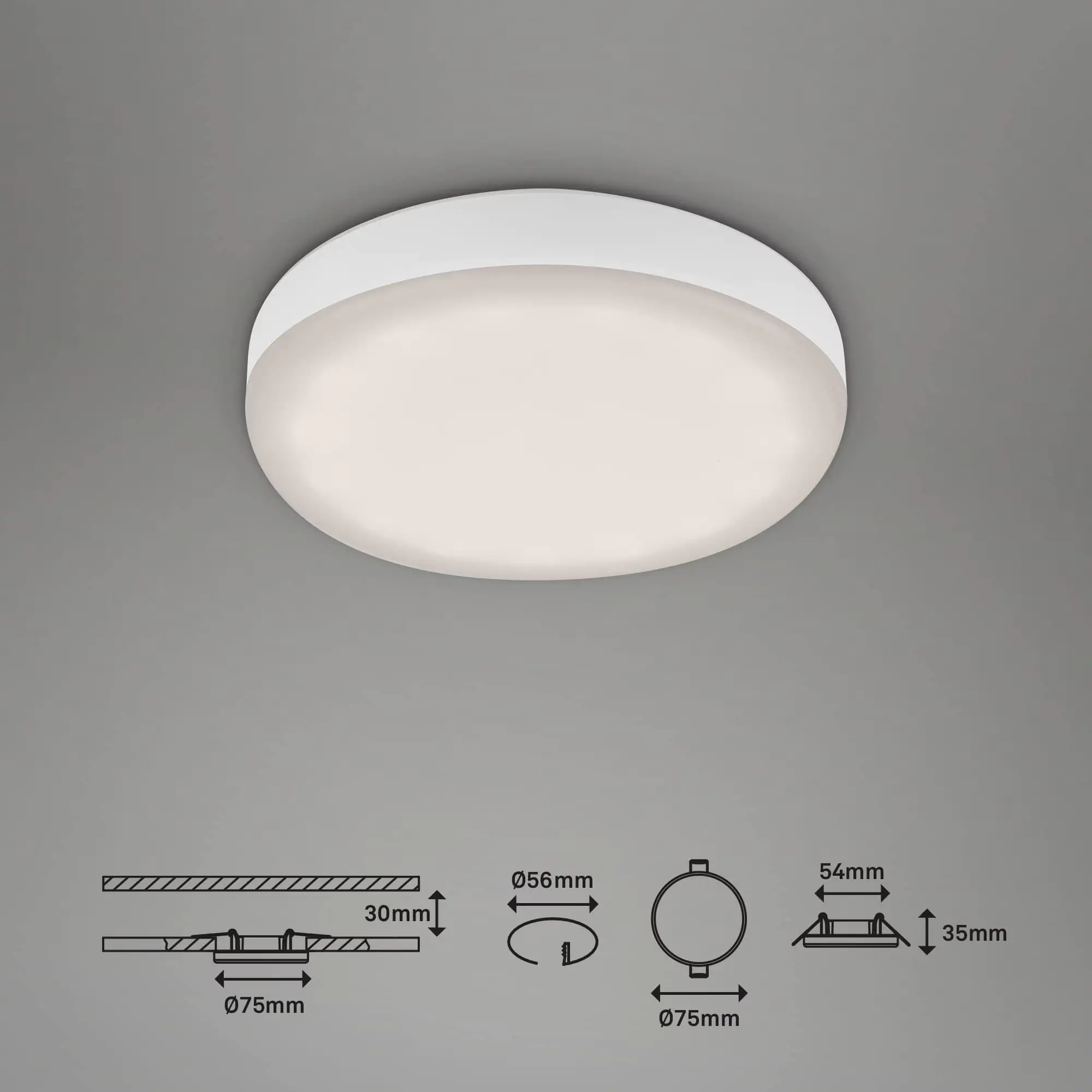 Di-Ka LED Einbauleuchte Plat 3er Set weiß Ø 7,5 cm 3W, neutralweiß Di-Ka LED Einbauleuchte Plat 3er Set weiß Ø 7,5 cm 3W, neutralweiß